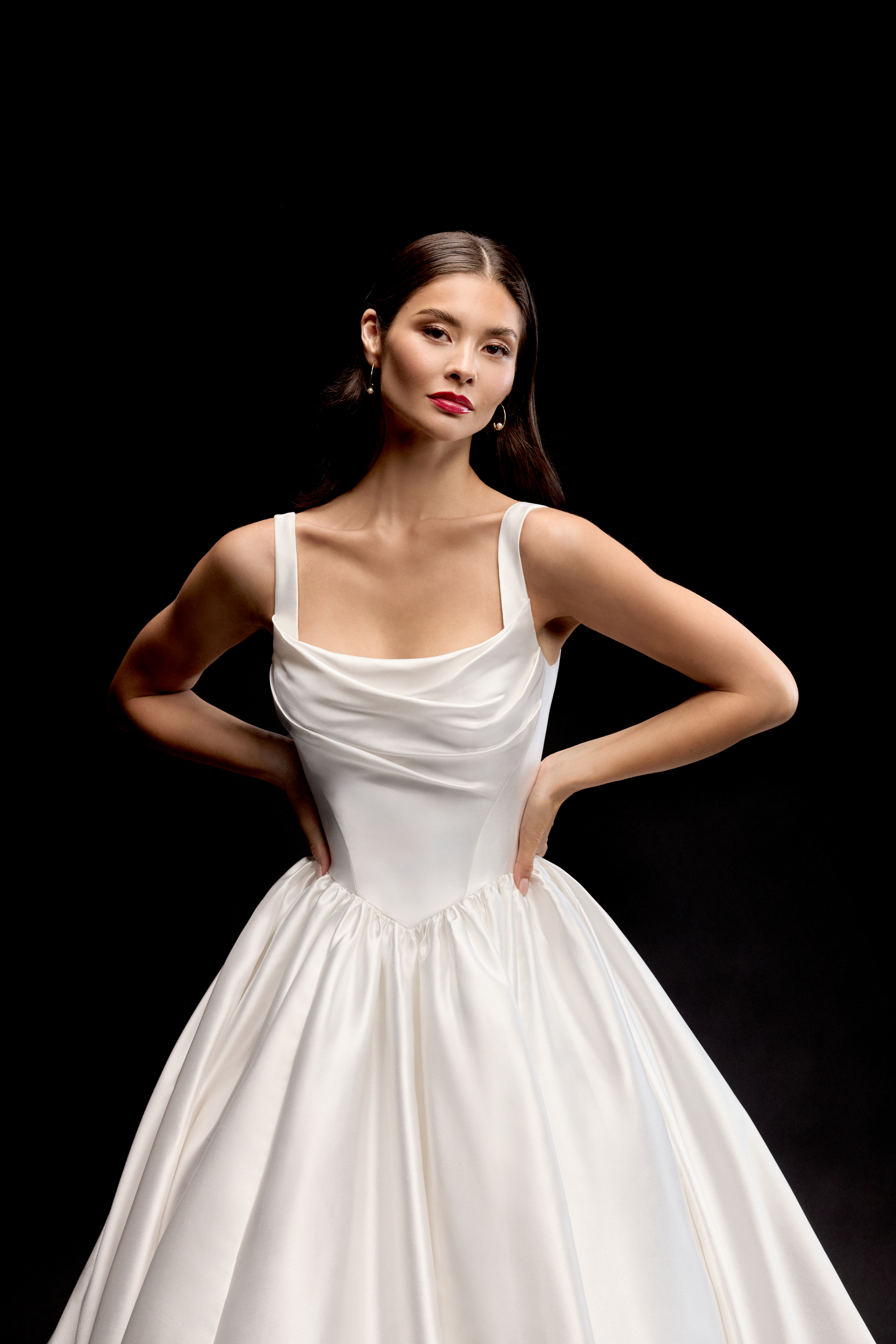 Justin Alexander Signature Style 99331 MARIS Mikado Ball Gown With Square Neckline and Corset Tie Back