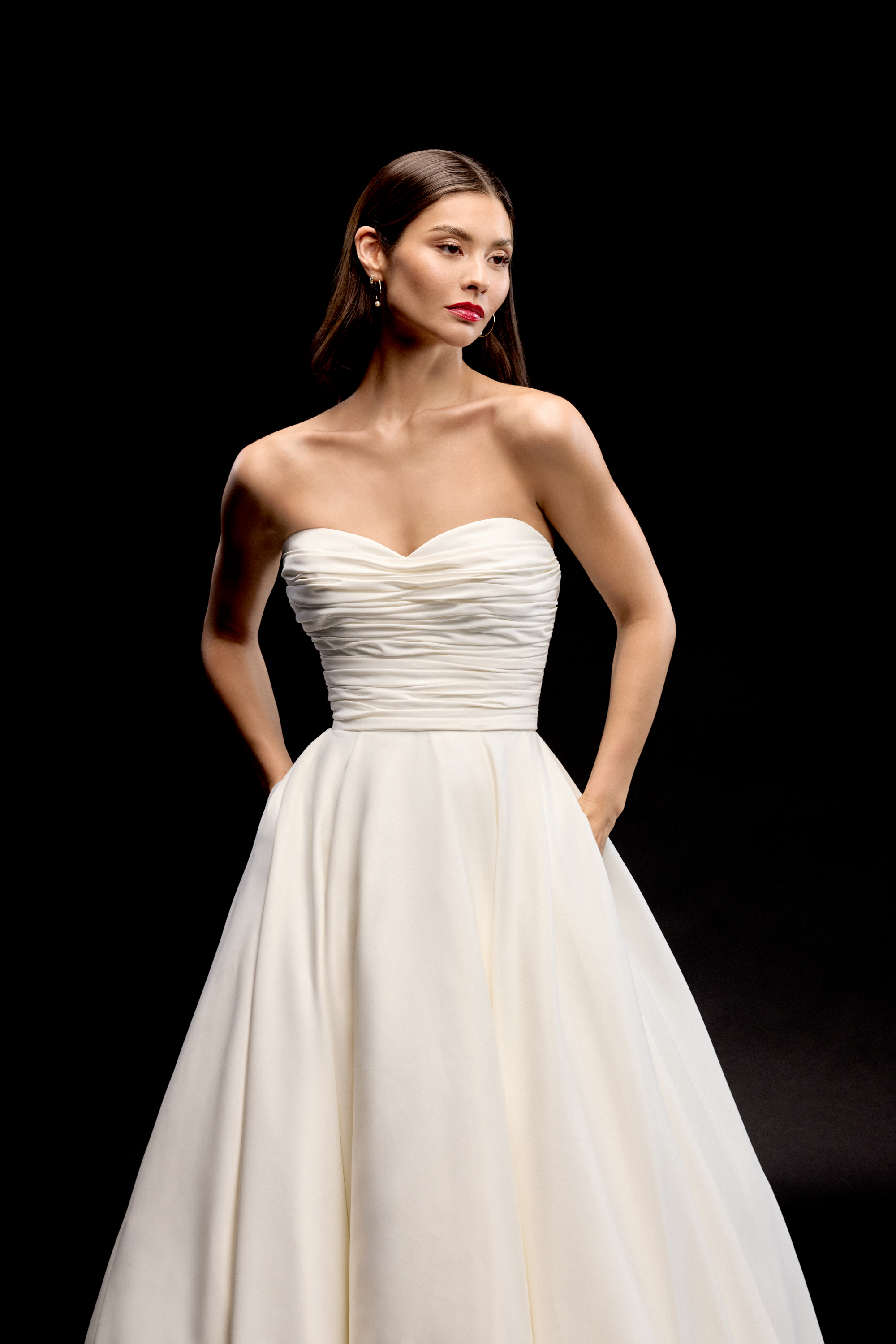 Justin Alexander Signature Style 99342 CHANDRA Satin A-Line Gown with Sweetheart Neckline and Ruched Bodice