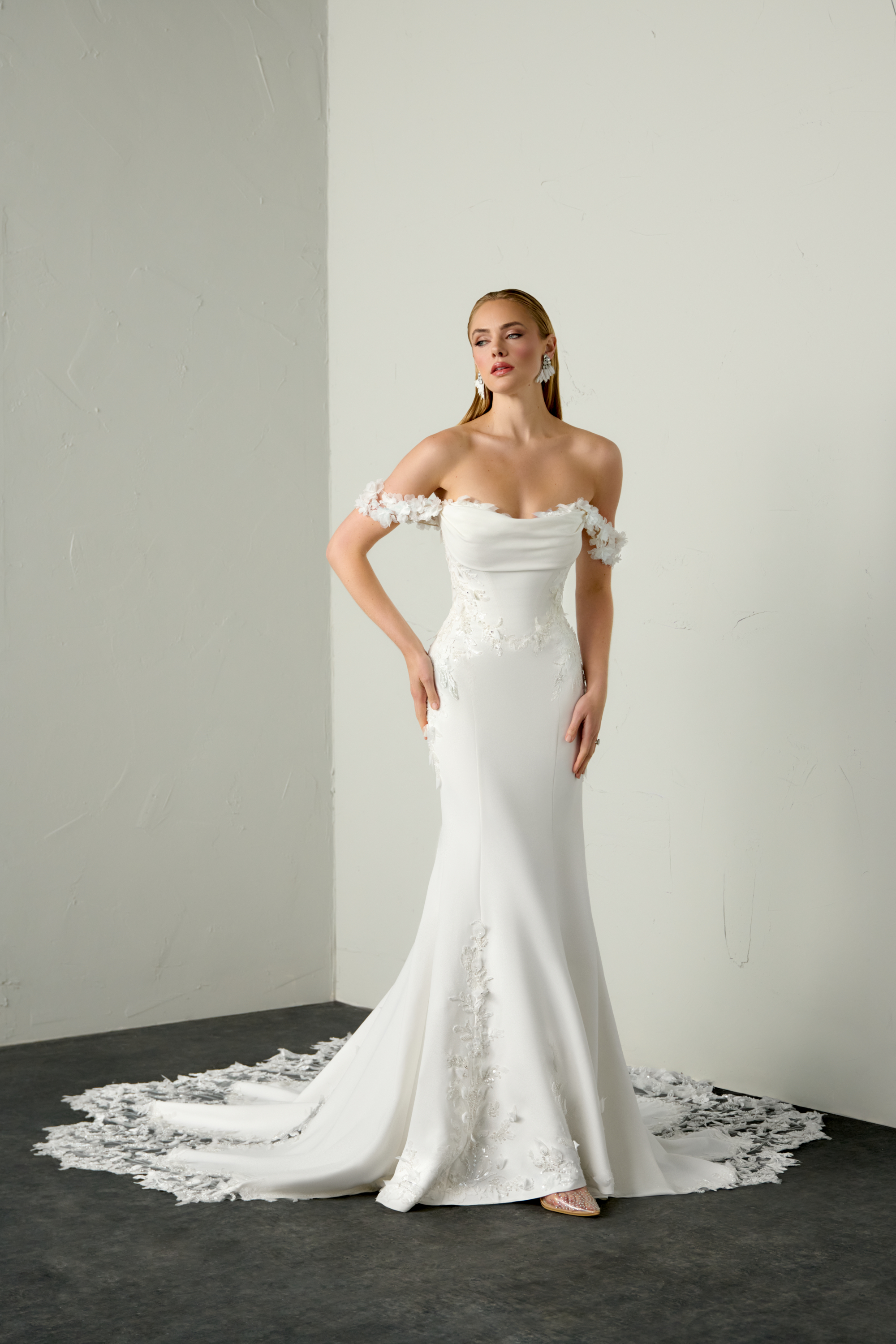 Justin Alexander Signature Style 99395 FEVER Crepe Fit & Flare with Sweetheart Neckline and Lace Beaded Appliqués