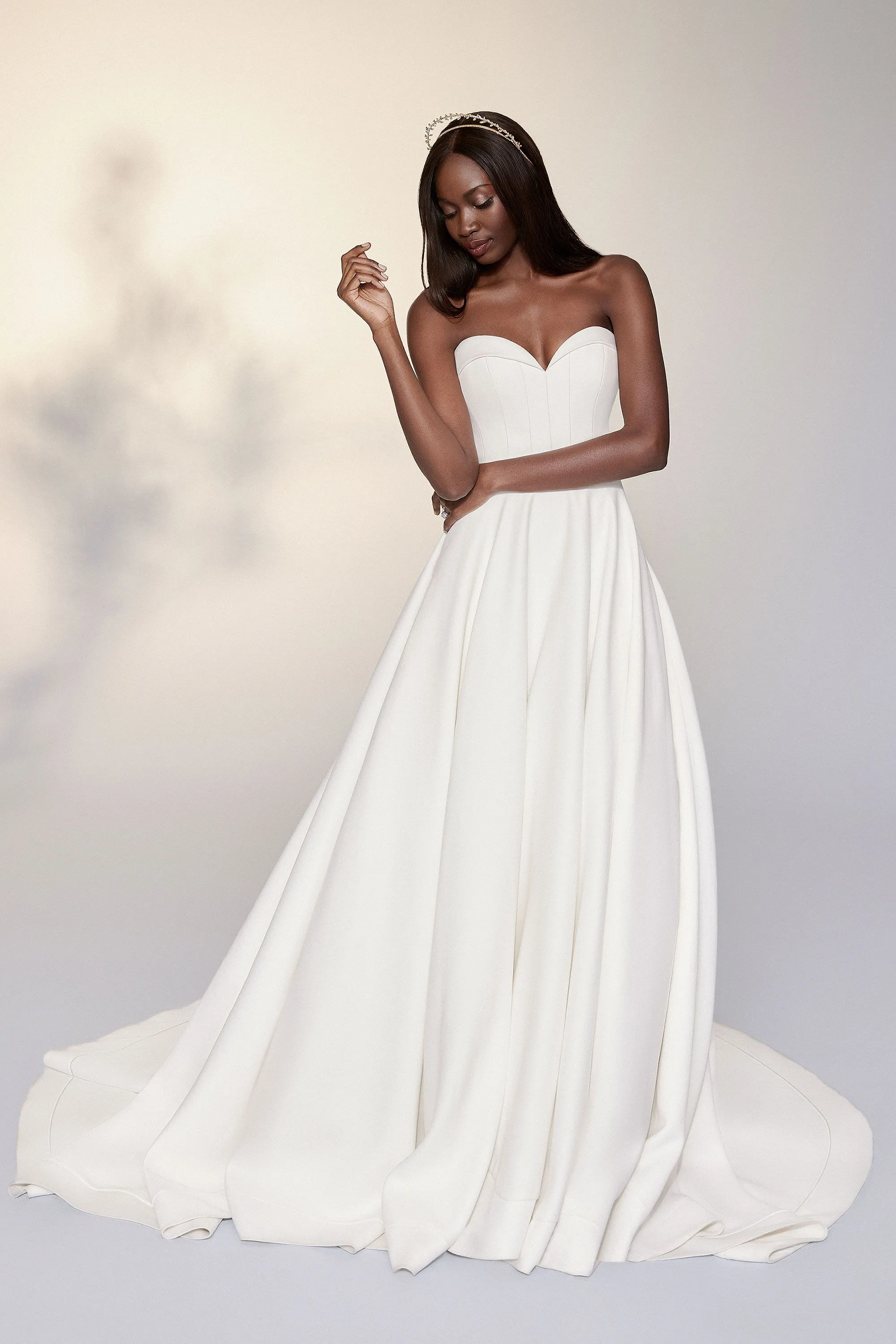 Justin Alexander Signature Style 9904 Satin Ball Gown with Folded Collar Sweetheart Neckline