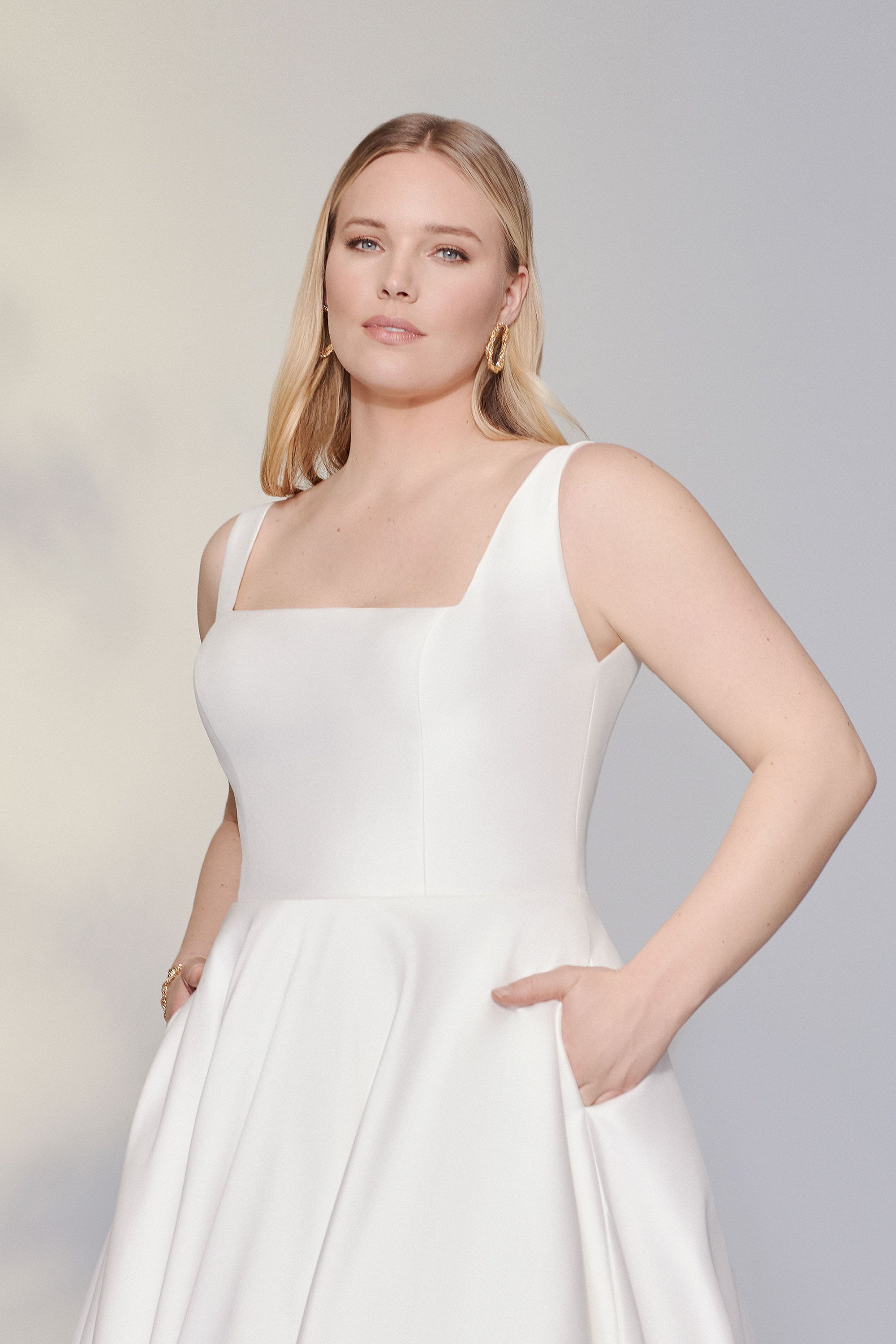 Justin Alexander Signature Style 99179PS Charleston Plus Size Square Neck Stretch Mikado Ball Gown