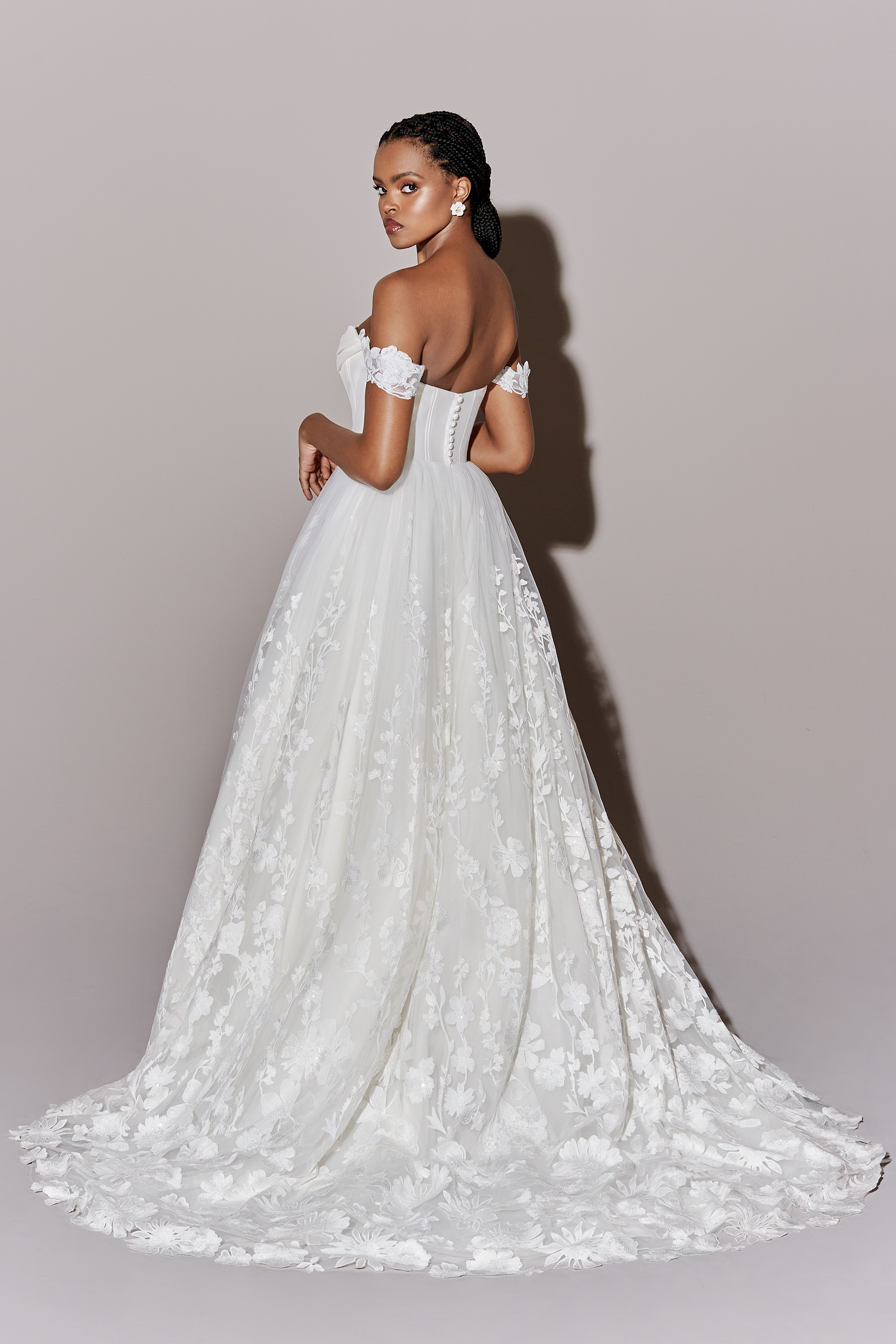 Justin Alexander Signature Style 99286 Pledge Off the Shoulder Ball Gown with Sequined Lace Appliqués