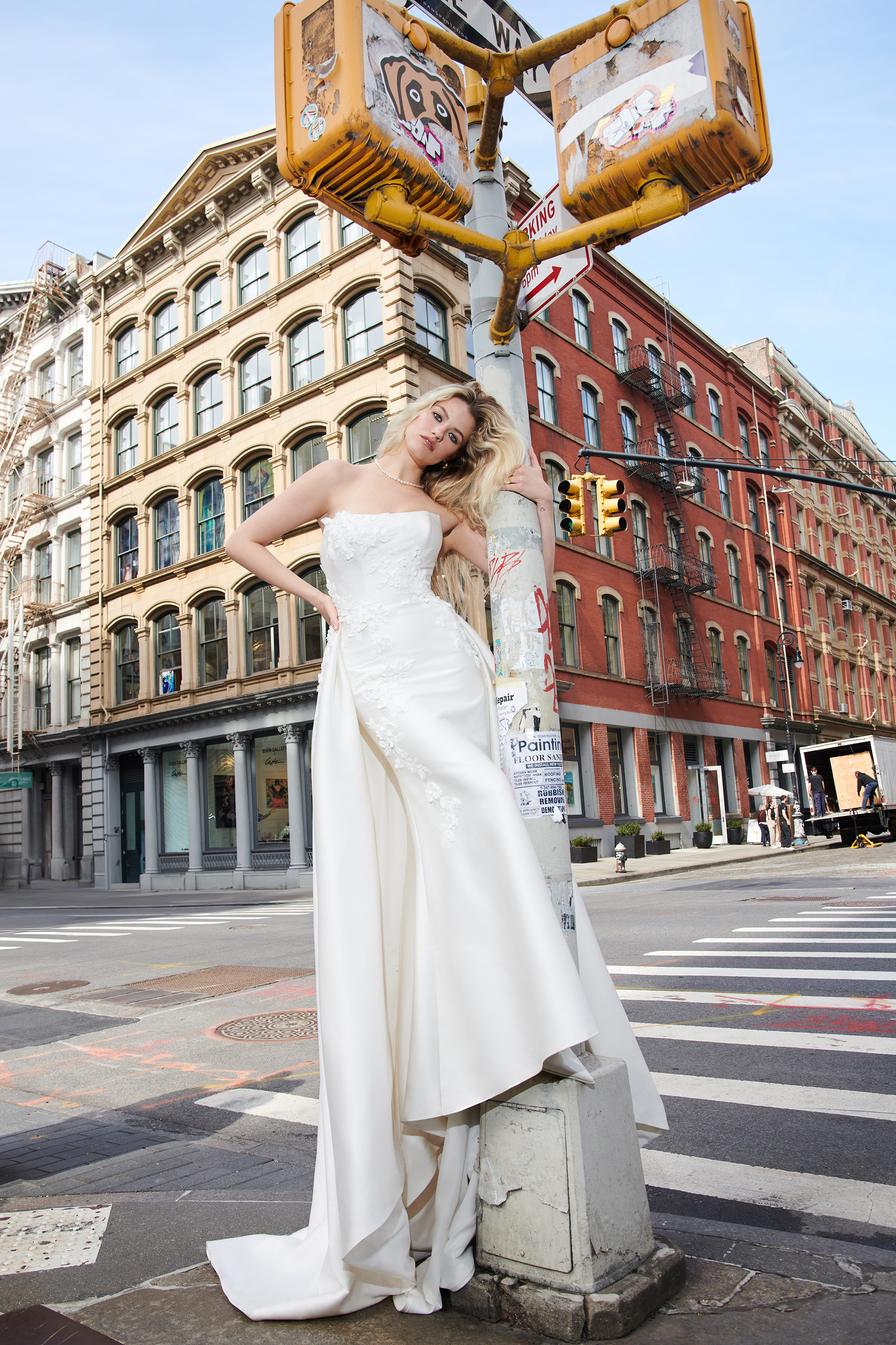 Justin Alexander Signature Style 99319 Dickinson Mikado Fit and Flare Gown Adorned with Lace Embroidery and Appliqués