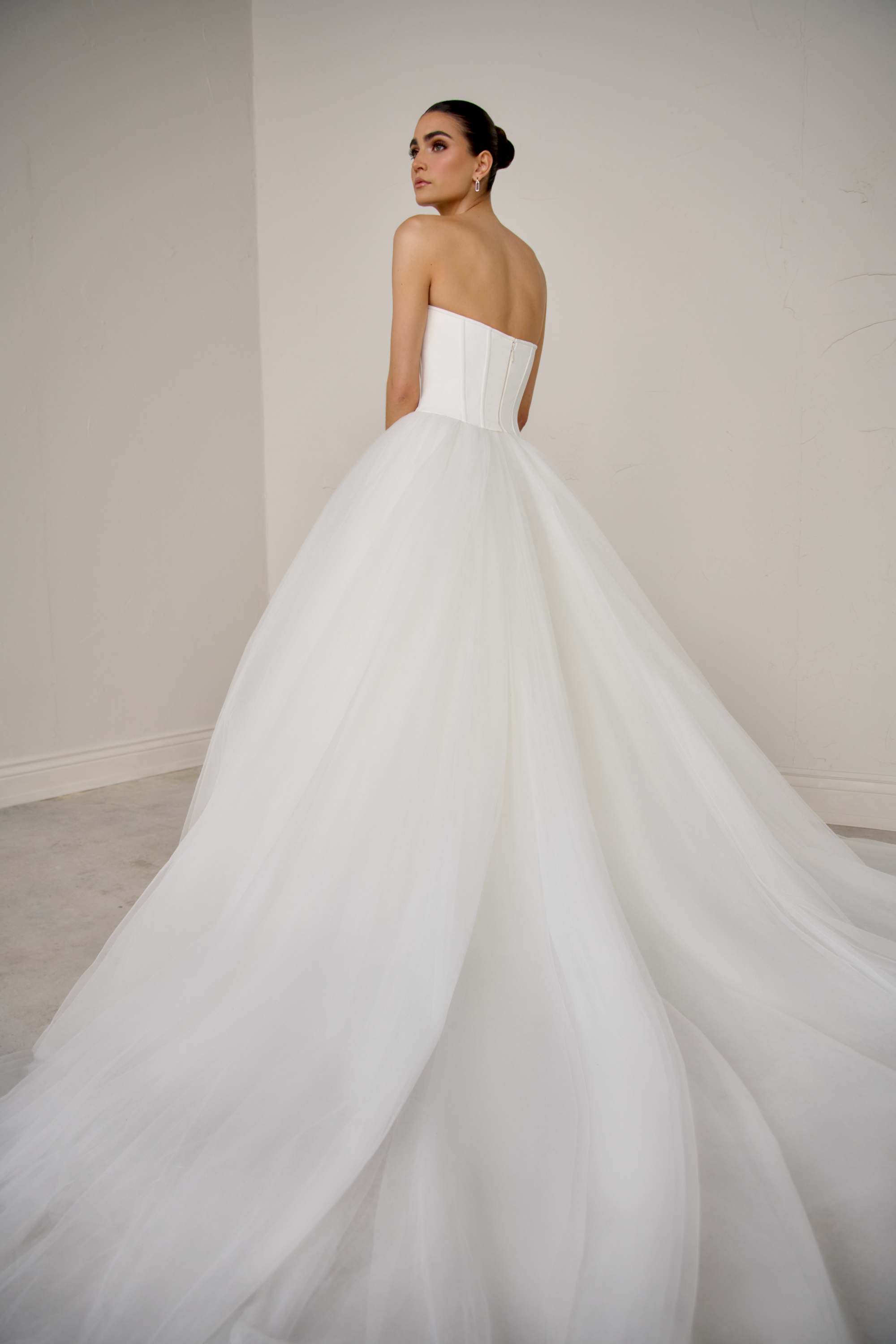 Justin Alexander Signature Style 99356 LYNX Basque Waist Tulle Ball Gown with Front Corset Ties