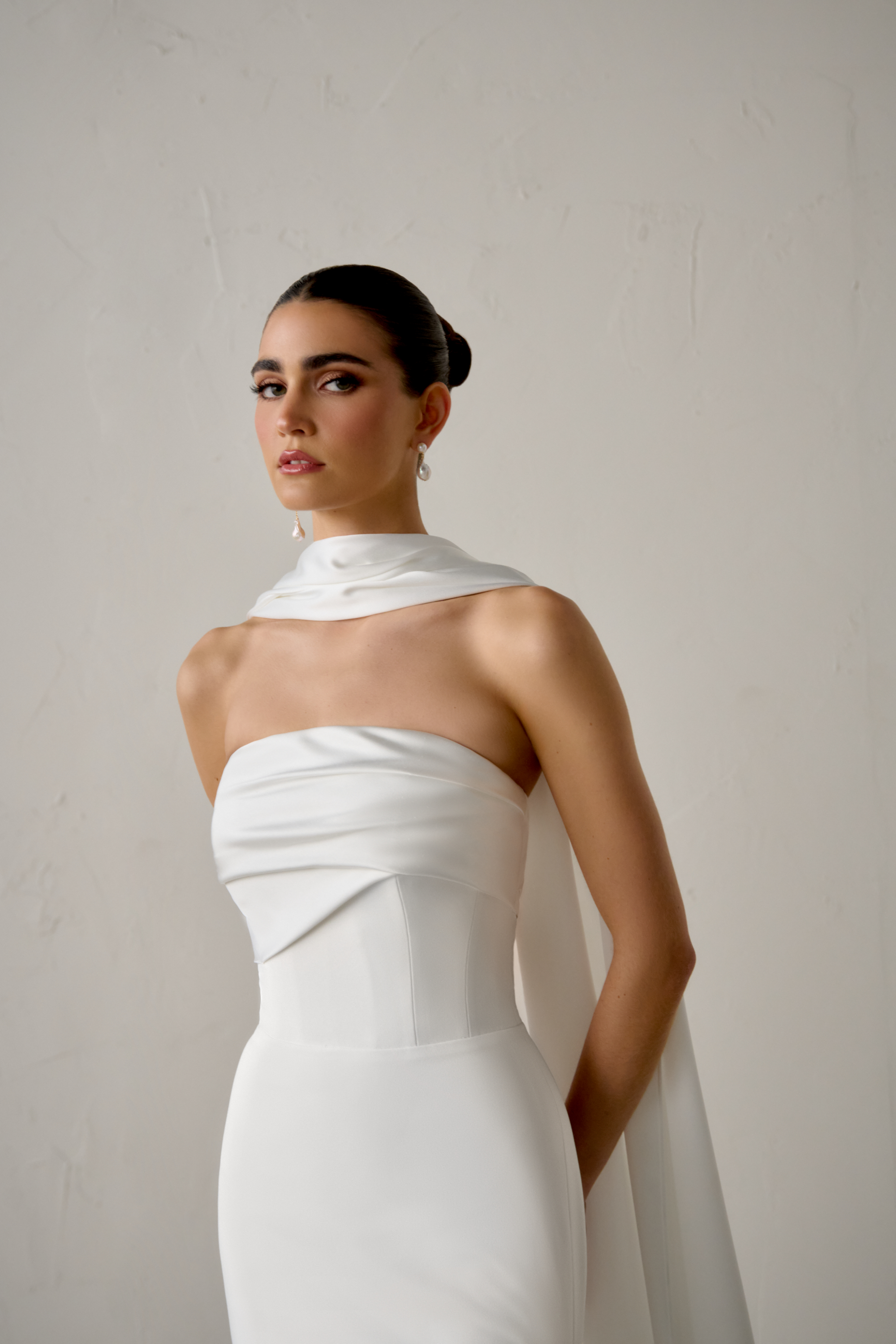 Justin Alexander Signature Style 99359 LYRIC Stretch Crepe Strapless Fit & Flare Gown with Charmeuse Bodice Detail