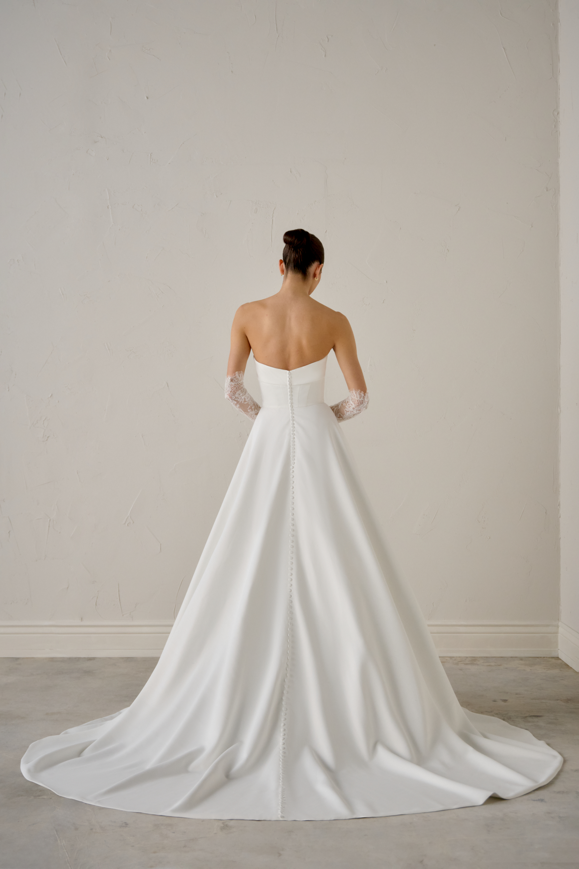 Justin Alexander Signature Style 99360 EMPRESSA Mate Satin A-Line Gown with Strapless Asymmetrical Cuff Neckline