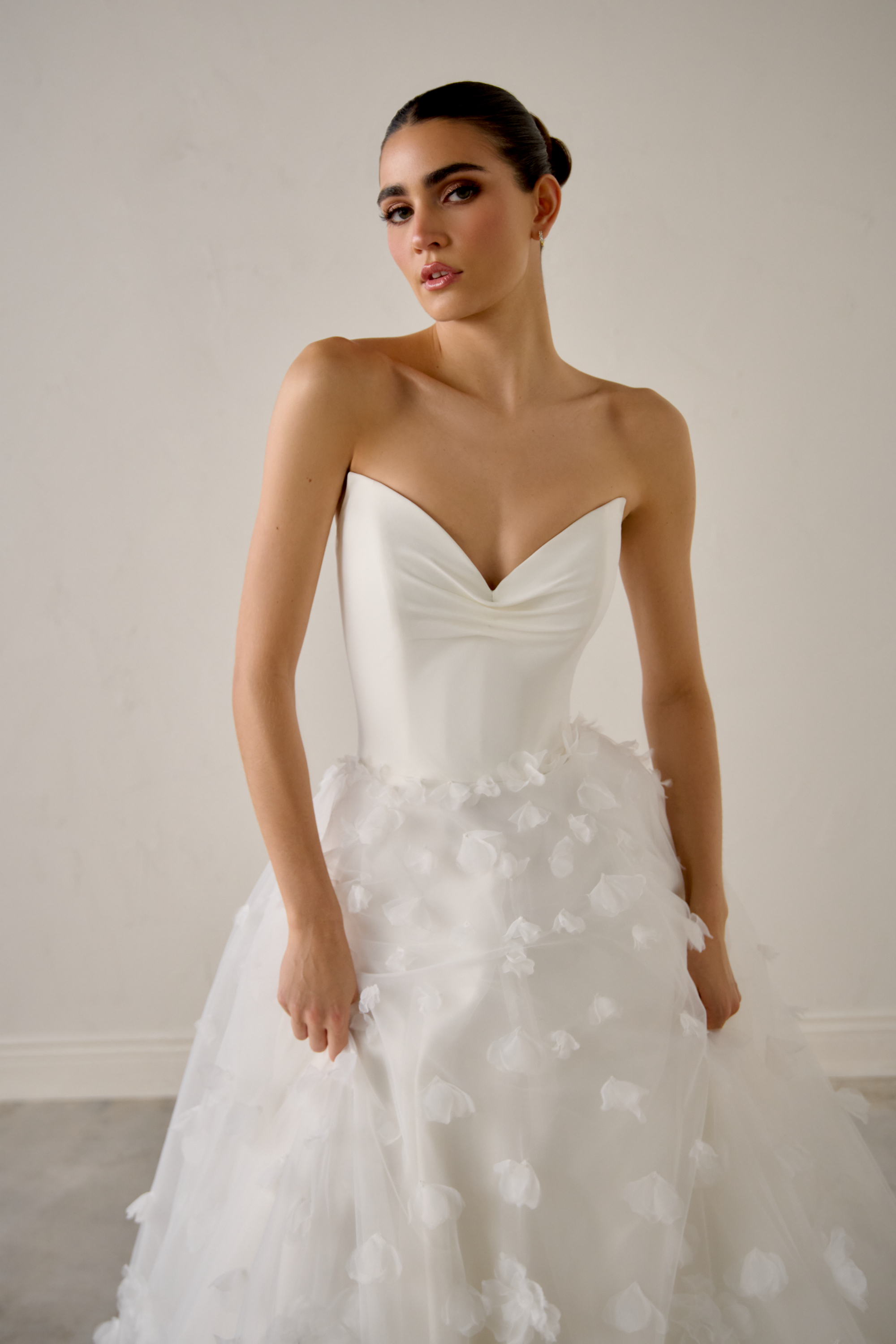 Justin Alexander Signature Style 99362 ORNELLA 3D Floral Ball Gown with Satin Strapless Pointed Neckline