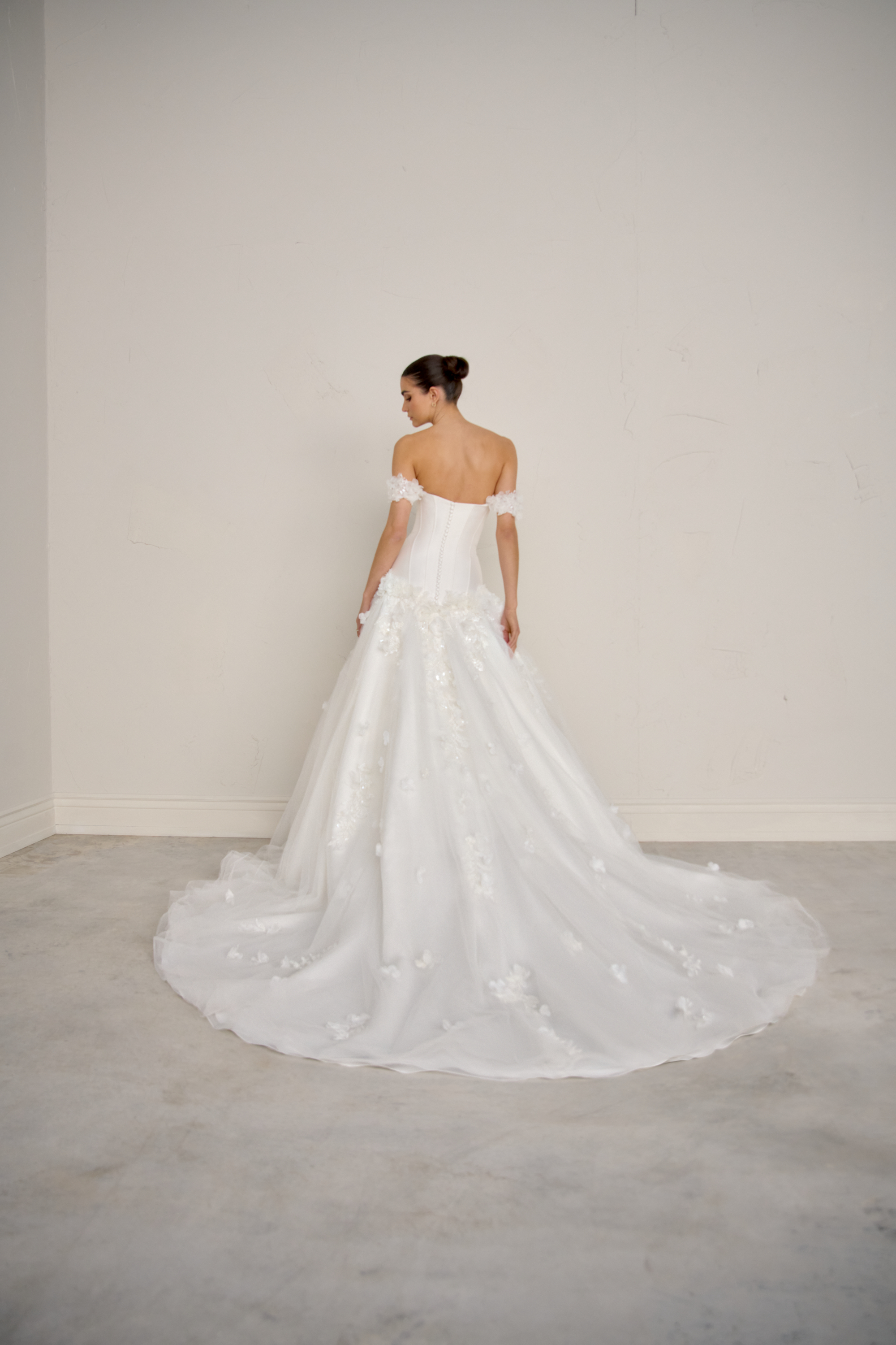 Justin Alexander Signature Style 99364 ASTRA Tulle A-Line Gown with Dropped Waistline and 3D Lace Appliqués