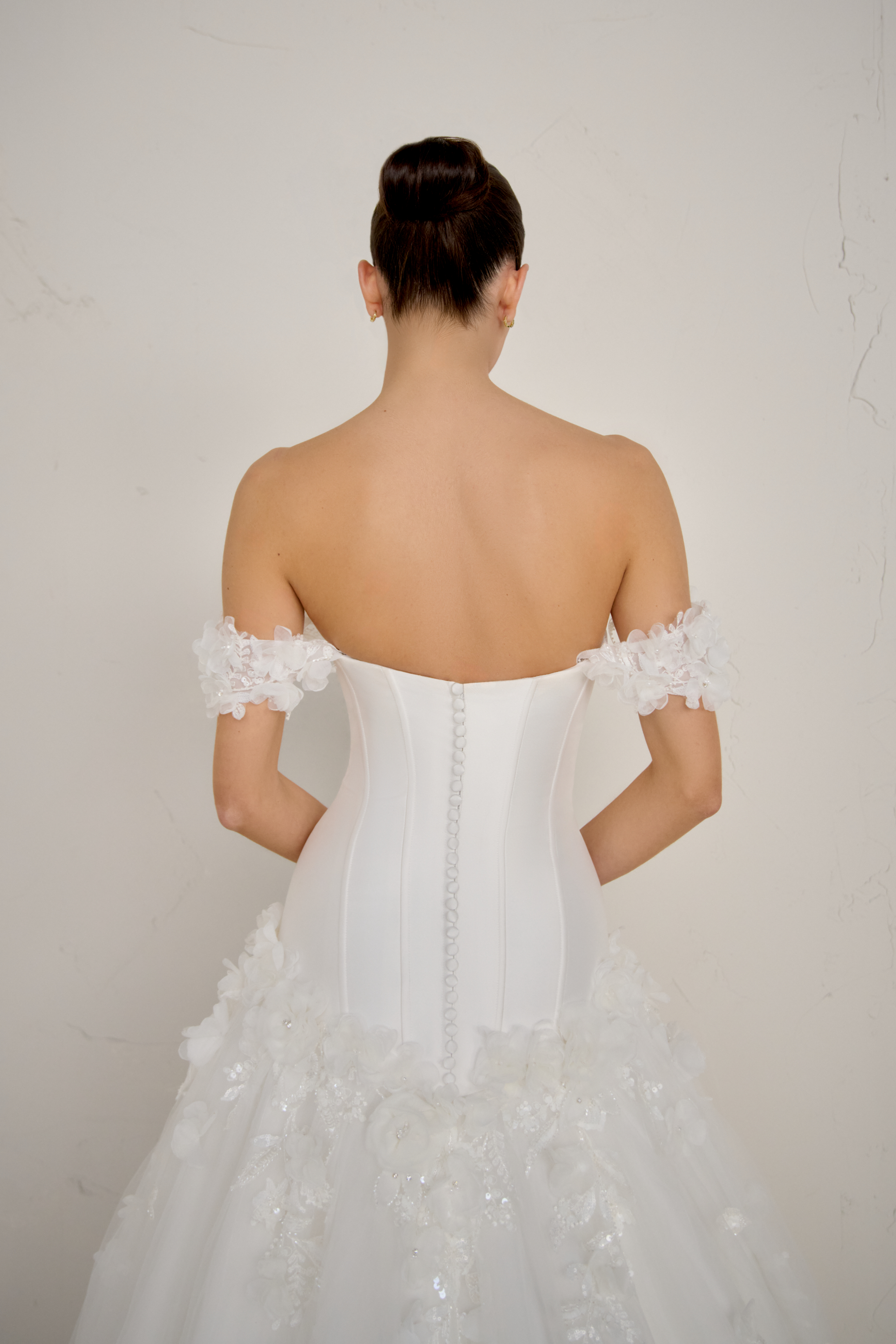 Justin Alexander Signature Style 99364SL ASTRA SLEEVES 3D Floral and Beaded Off-The-Shoulder Straps