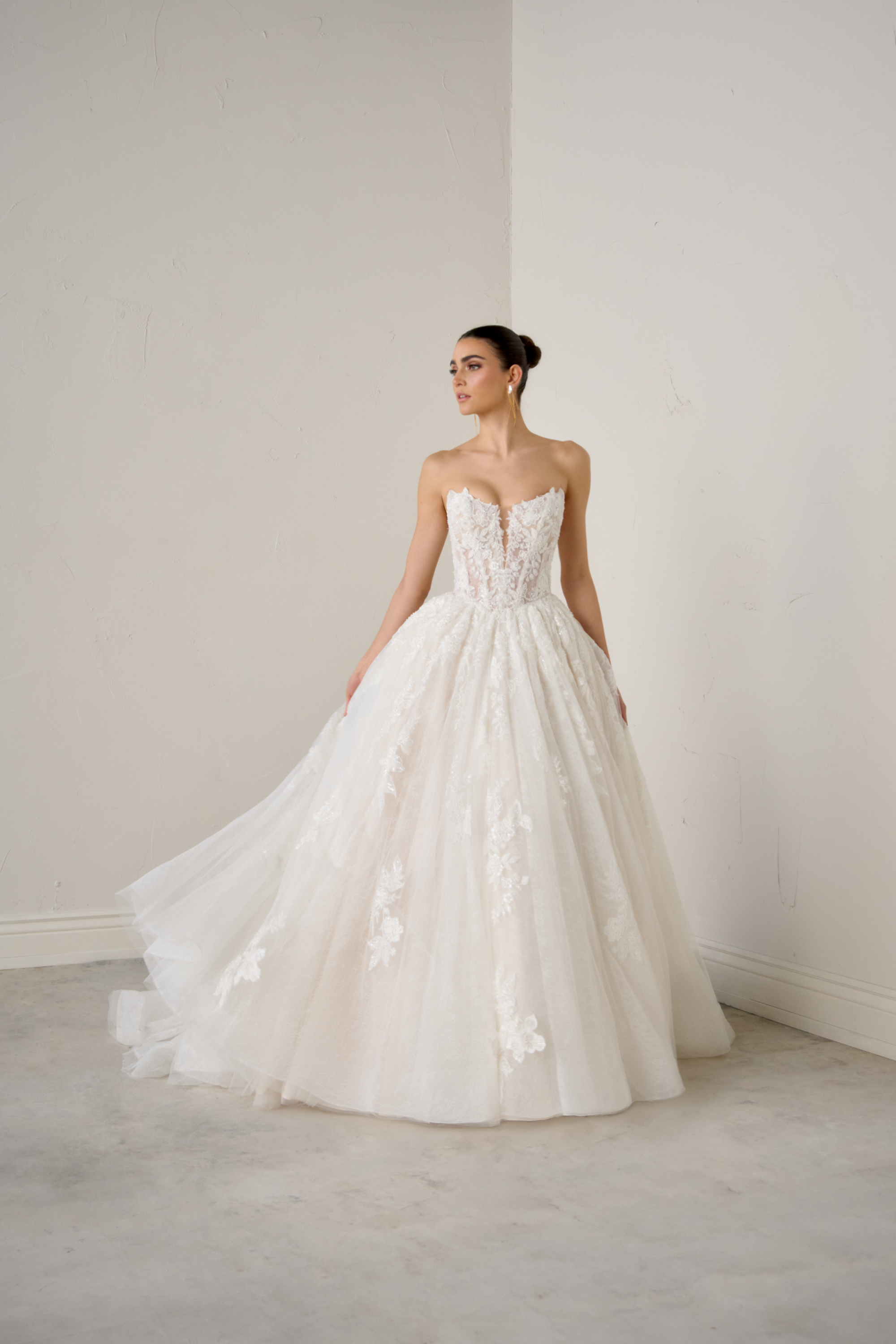 Justin Alexander Signature Style 99372 VALENTINA Allover Lace Ball Gown with Basque Waist