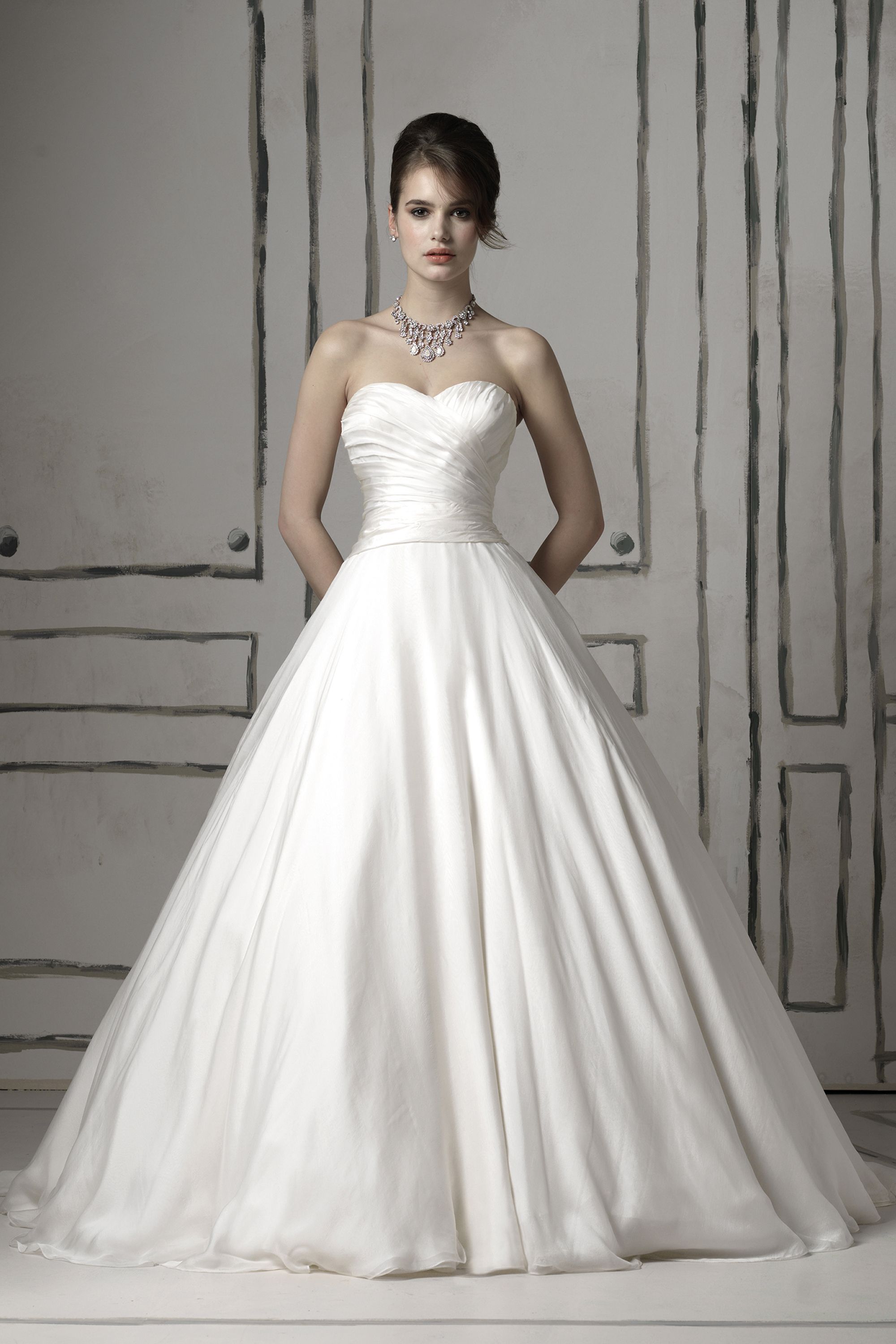 Justin Alexander Style 8502 Silk chiffon ball gown featuring a sweetheart neckline