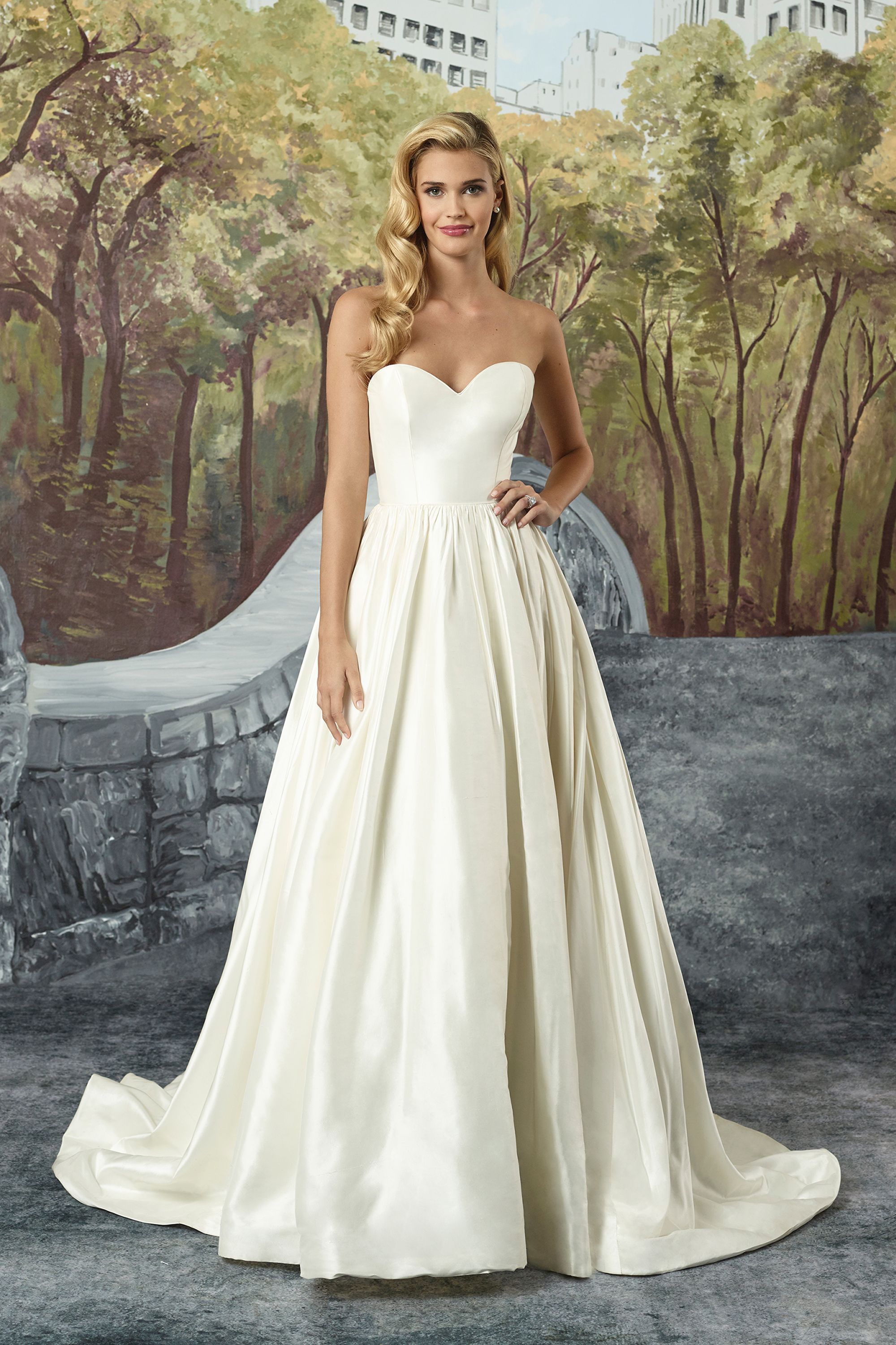 silk dupioni bridesmaid dress P206014 Jewel Neckline Satin Back Dupioni High-Low Bridesmaid Dress