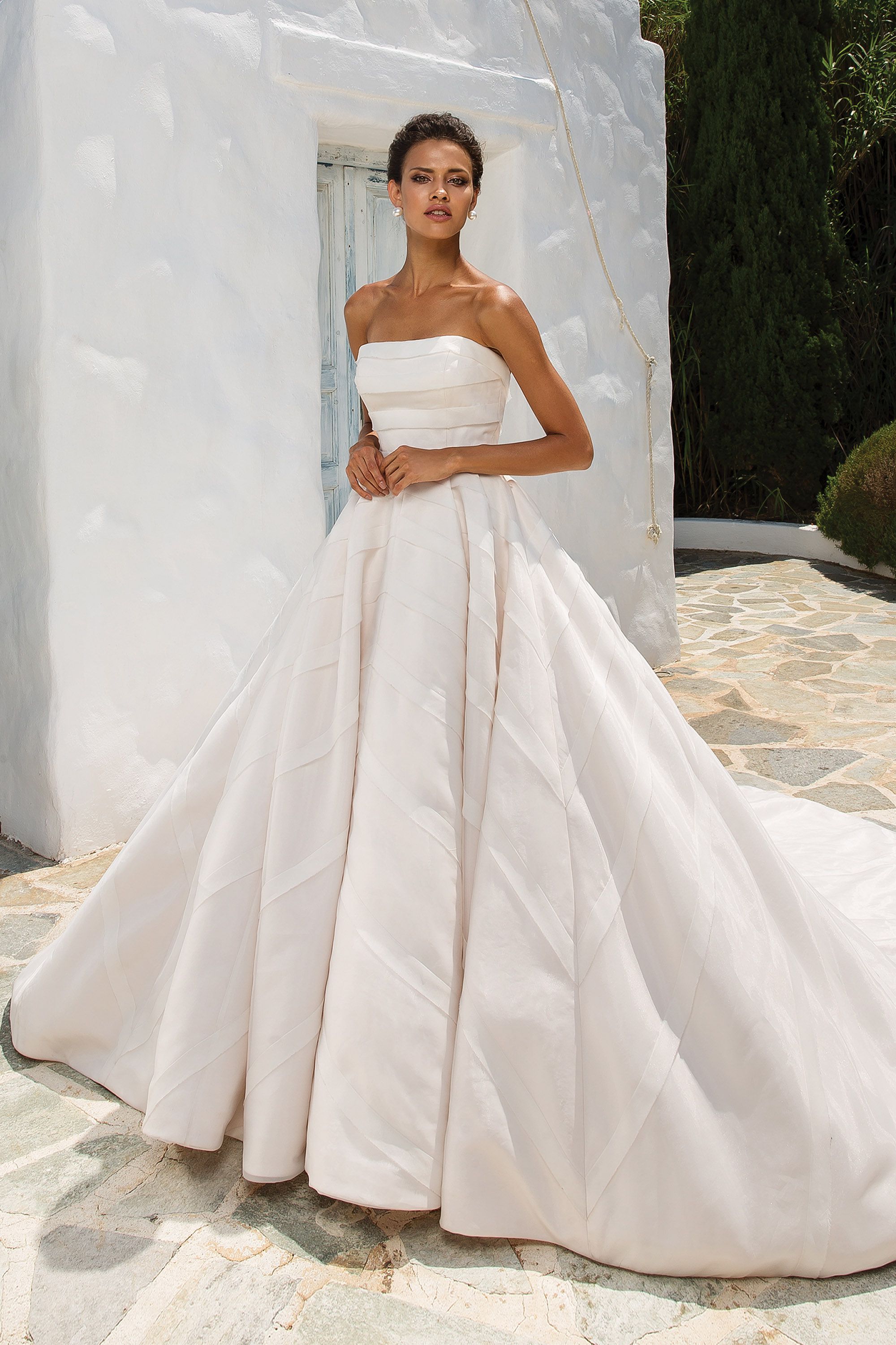 8880: Geometric Organza Trim on Strapless Ball Gown | Justin Alexander