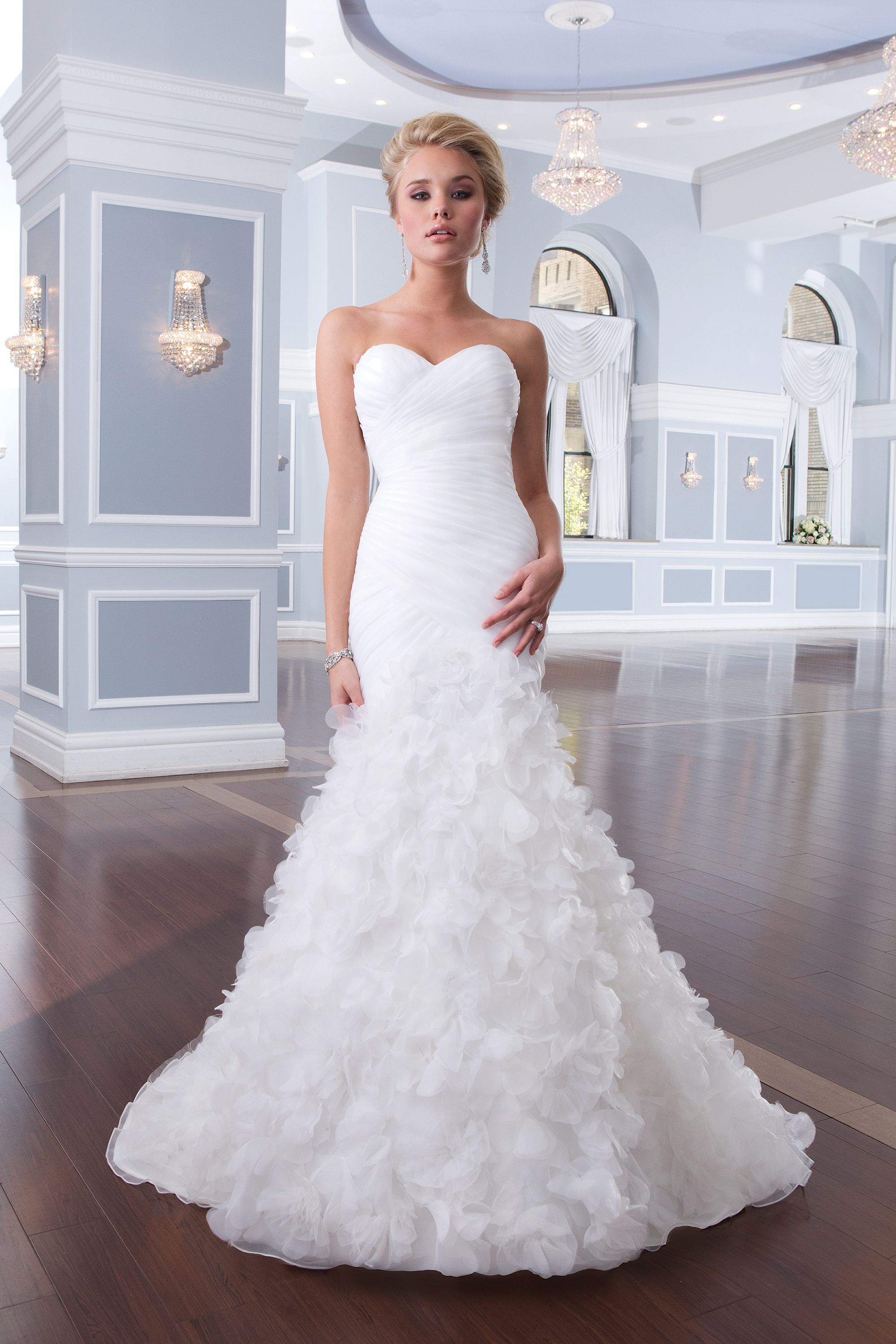 Lillian West Style 6299 Organza Mermaid Dress with Floral Skirt