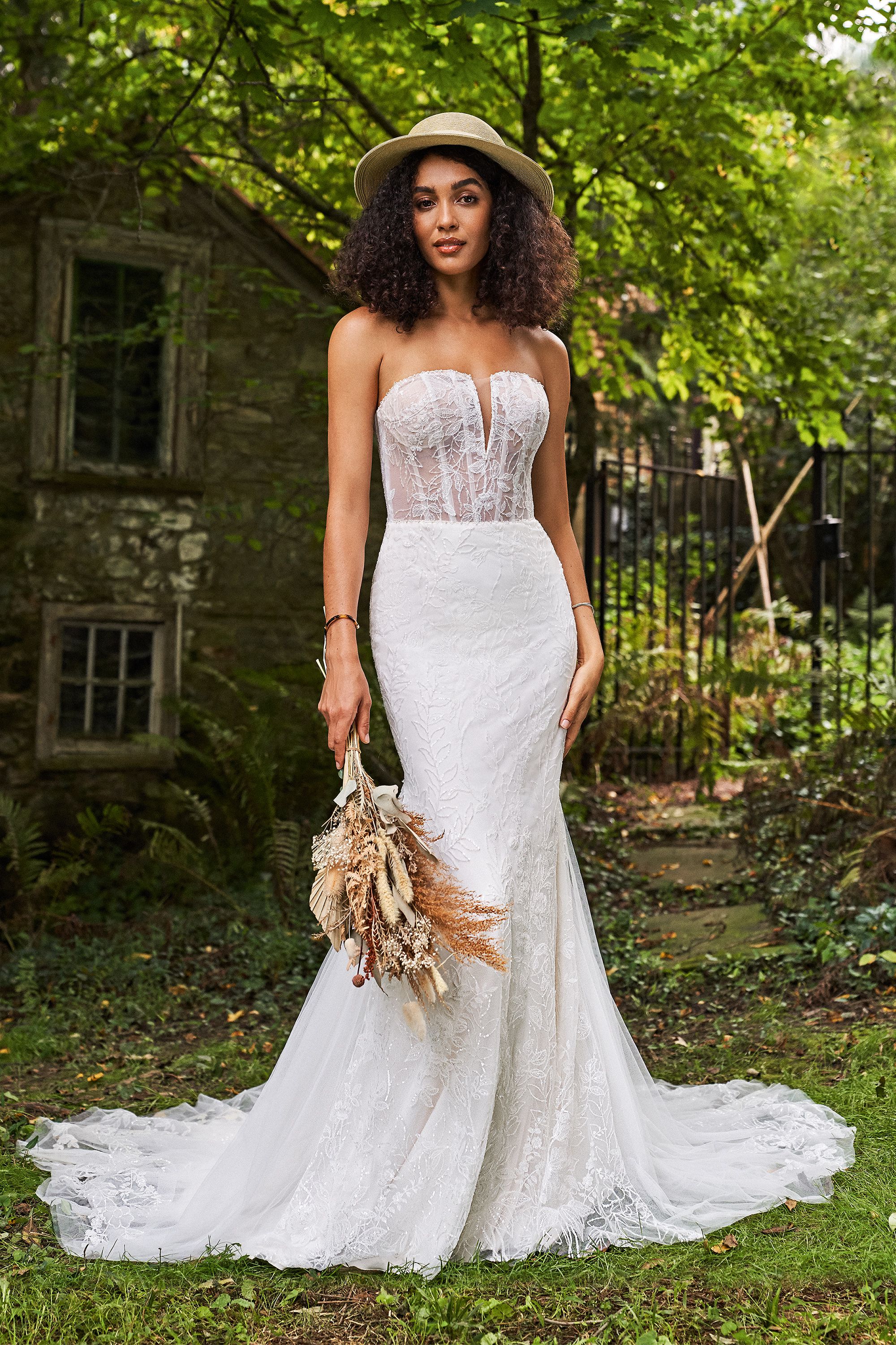 66243: Sequined Fit and Flare Gown with Notched Straight Neckline