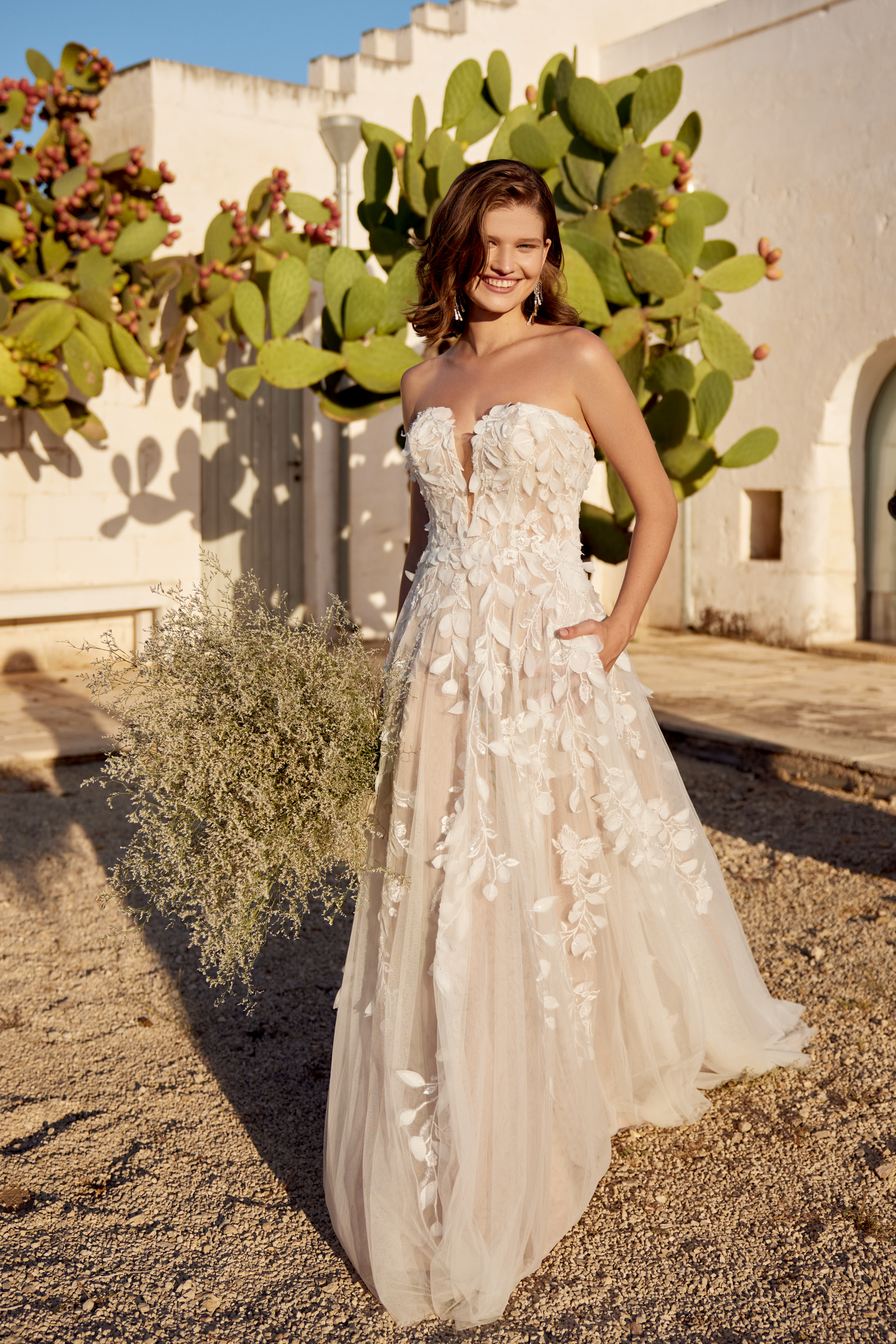 Lillian West Style 66398 Tulle A-Line Gown with Plunging Strapless Sweetheart Neckline