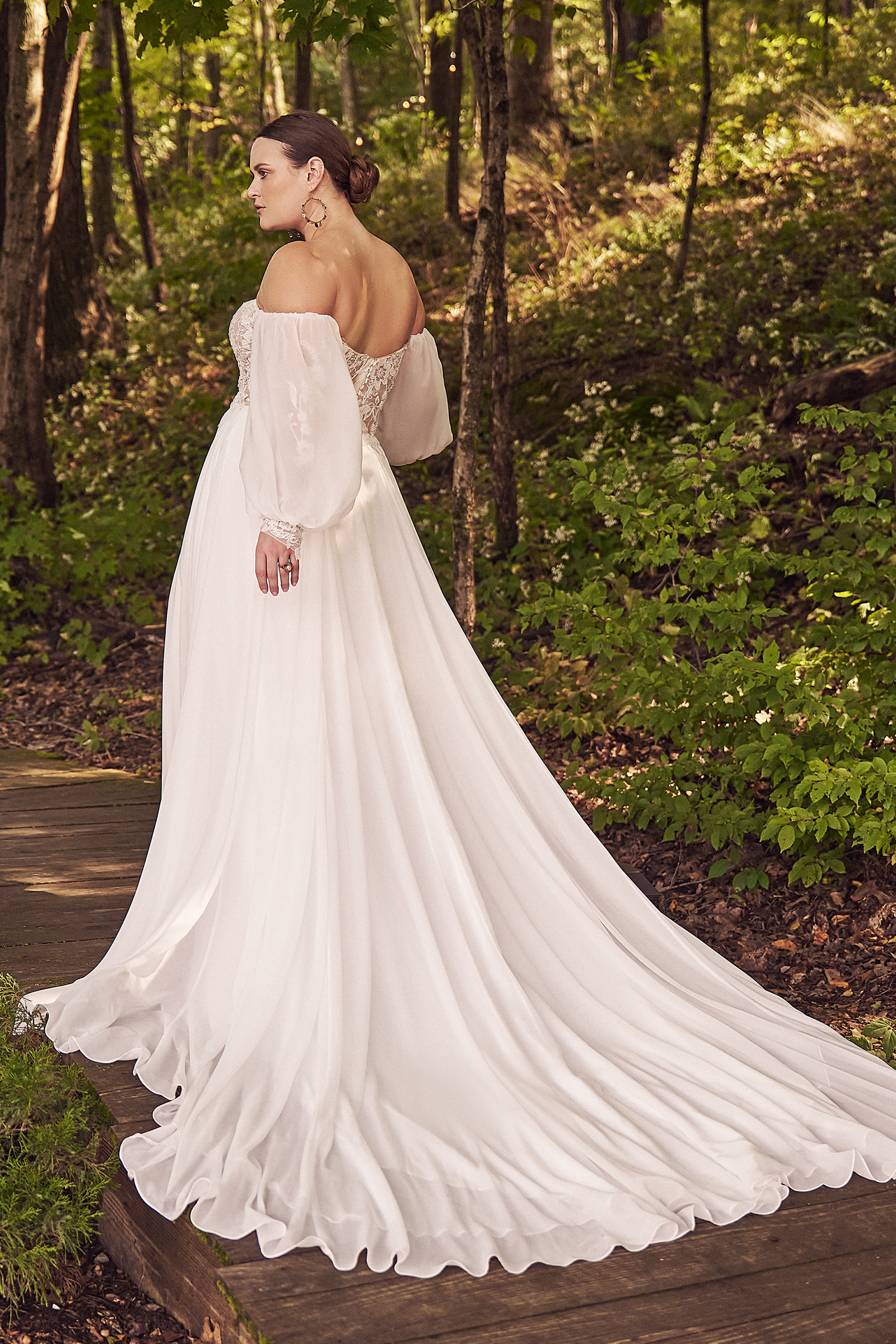Lillian West Style 66228PS Luxe Chiffon A-Line Dress with Blouson Sleeves and Slit