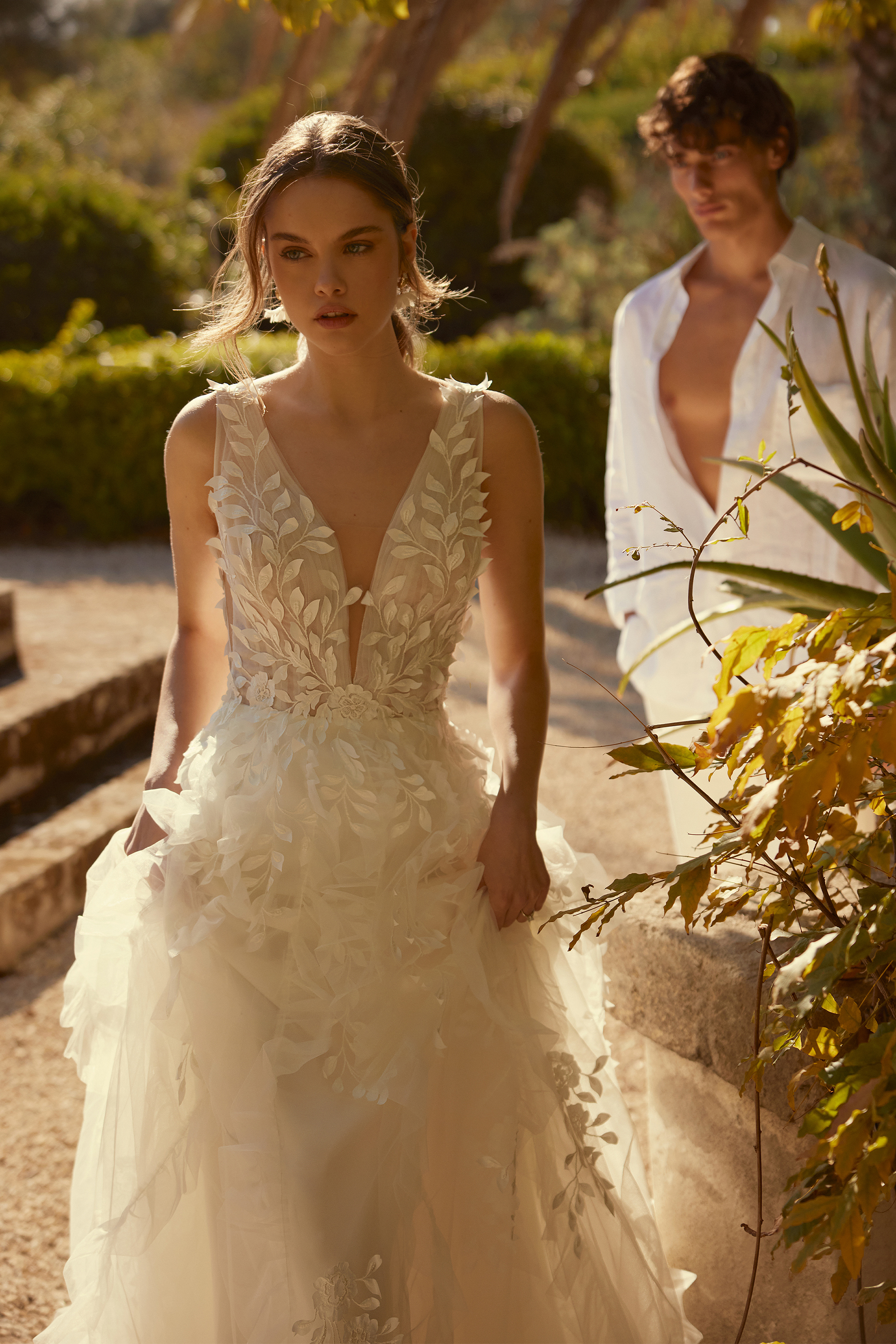 Lillian West Style 66319 Tulle A-Line with Embroidered 3D Satin Appliqués