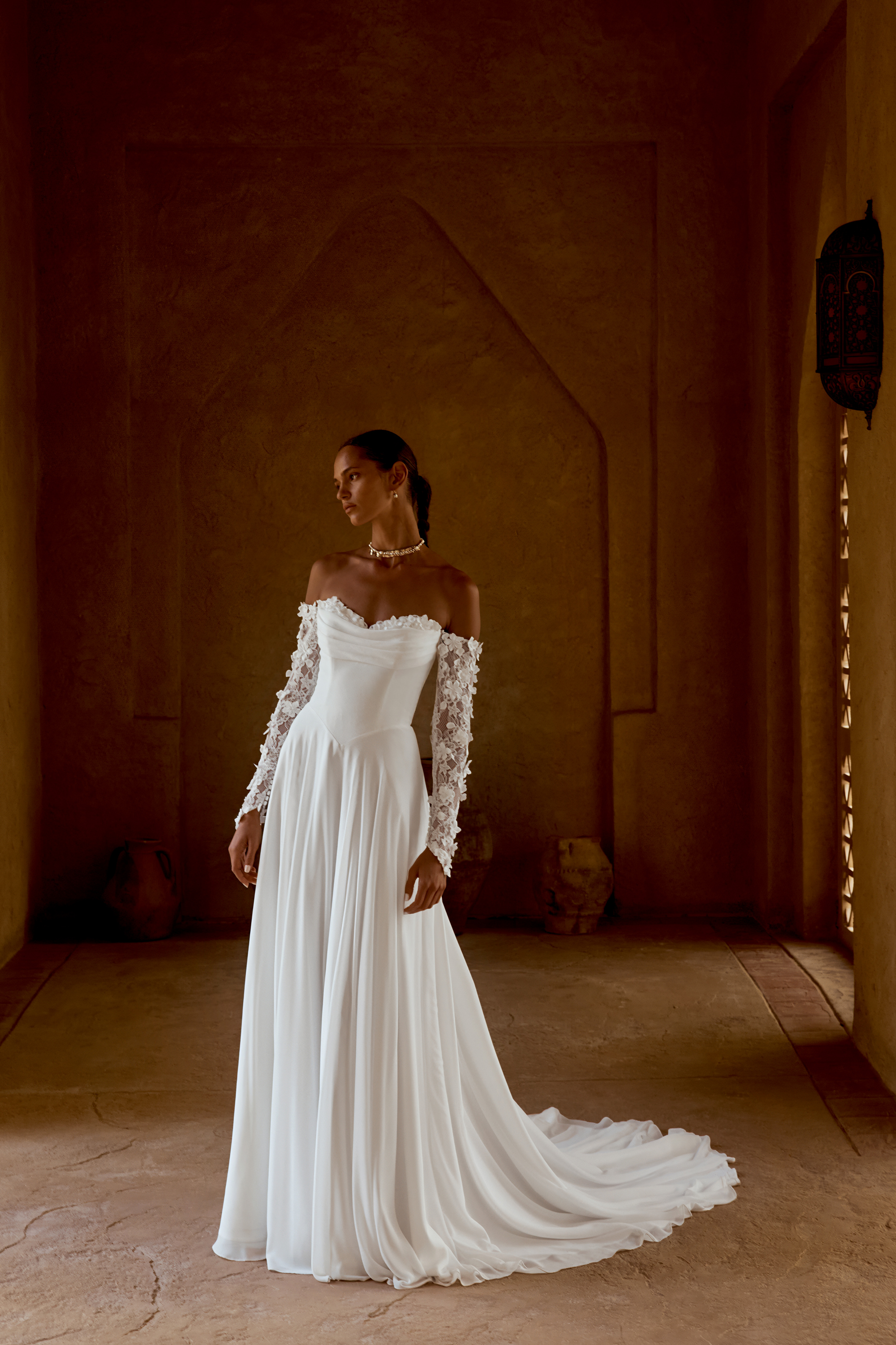 Lillian West Style 66478 A-Line Gown with Sweetheart Strapless Neckline with Peek-A-Boo Lace Detail and Basque Waist