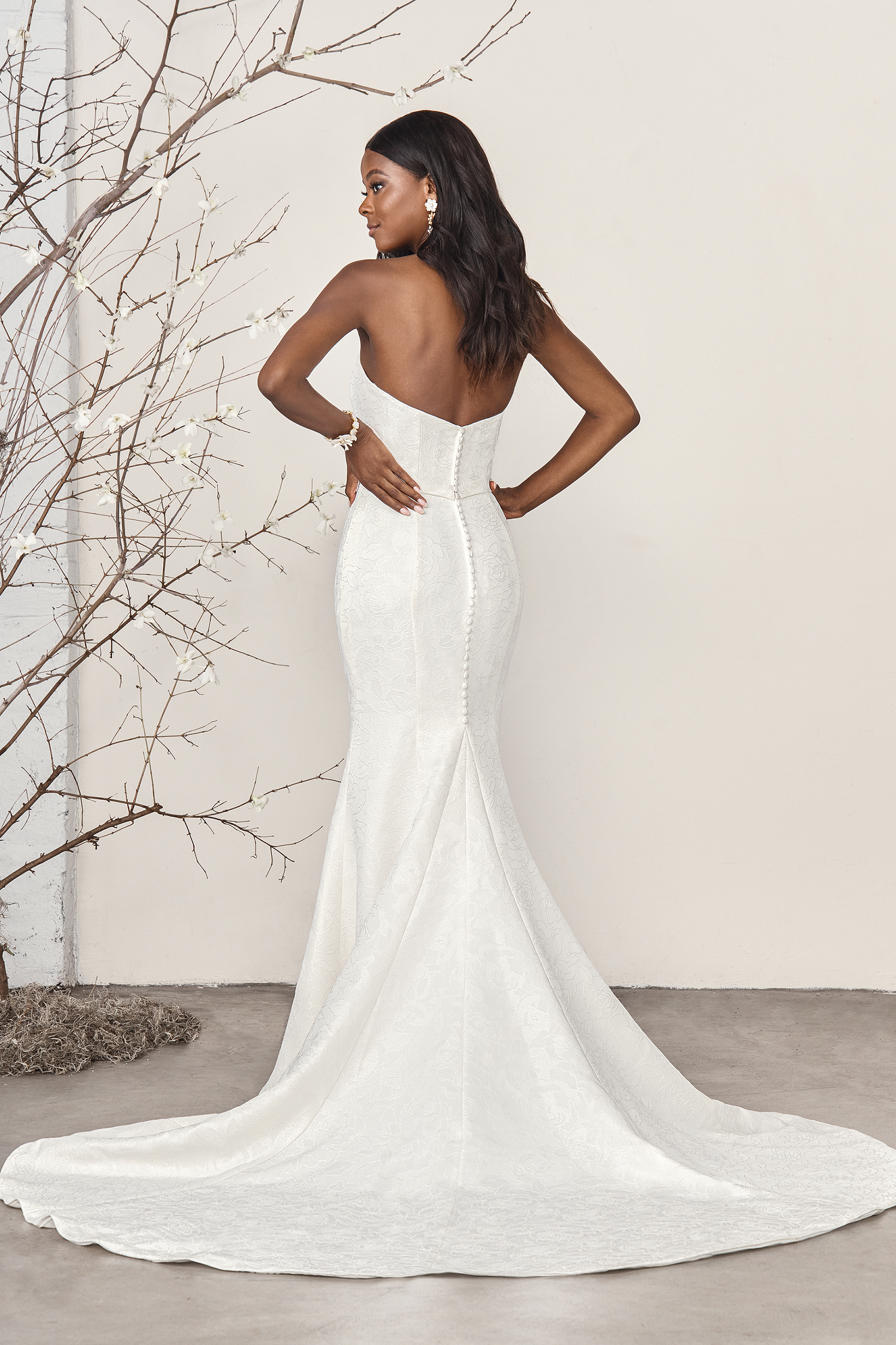 Sincerity Bridal Style 44384 Jacquard Fit and Flare Bridal Gown Featuring Strapless Neckline