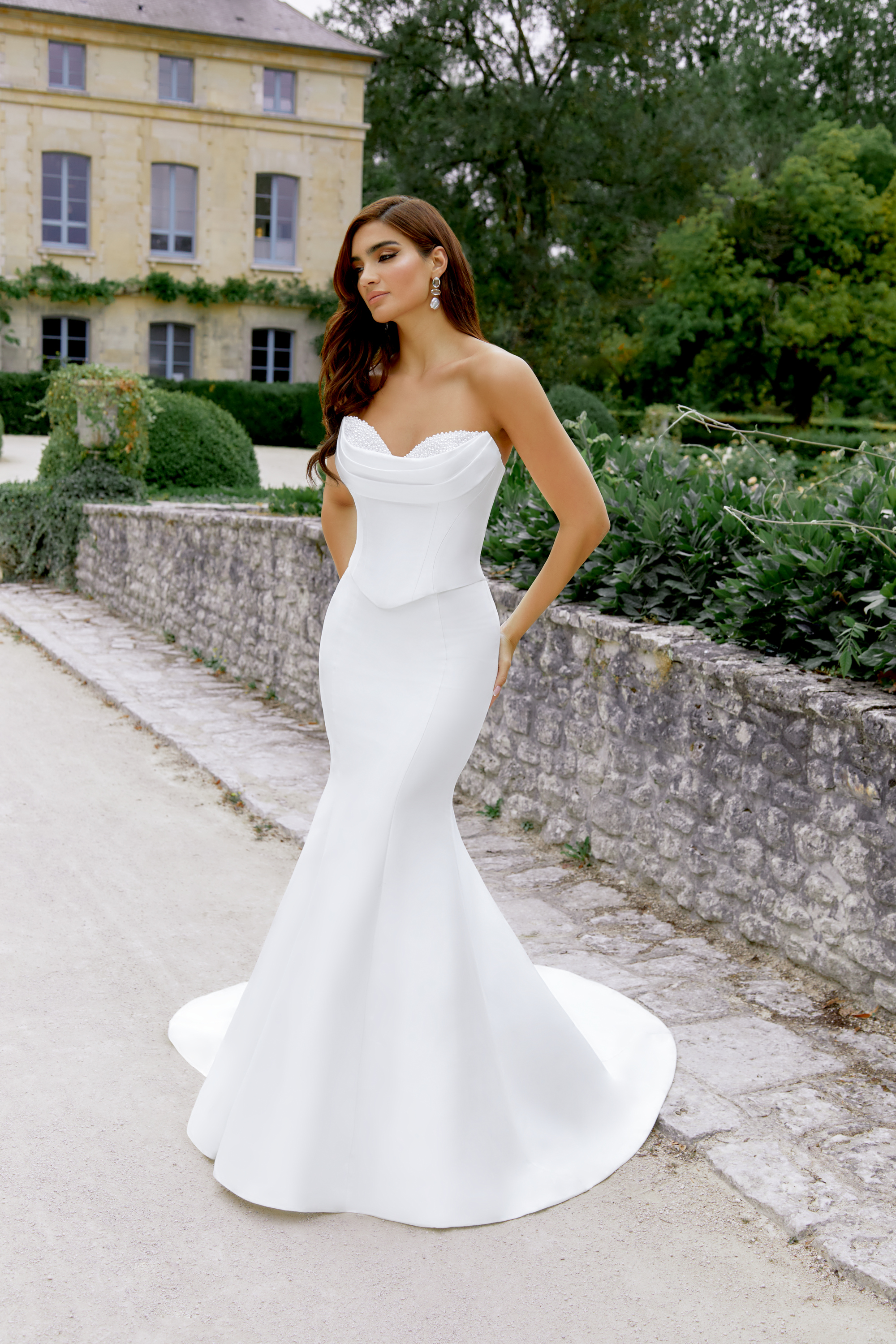 Sincerity Bridal Style 44506SK Mikado Fit and Flare Skirt with Princess Seams and Button Detail