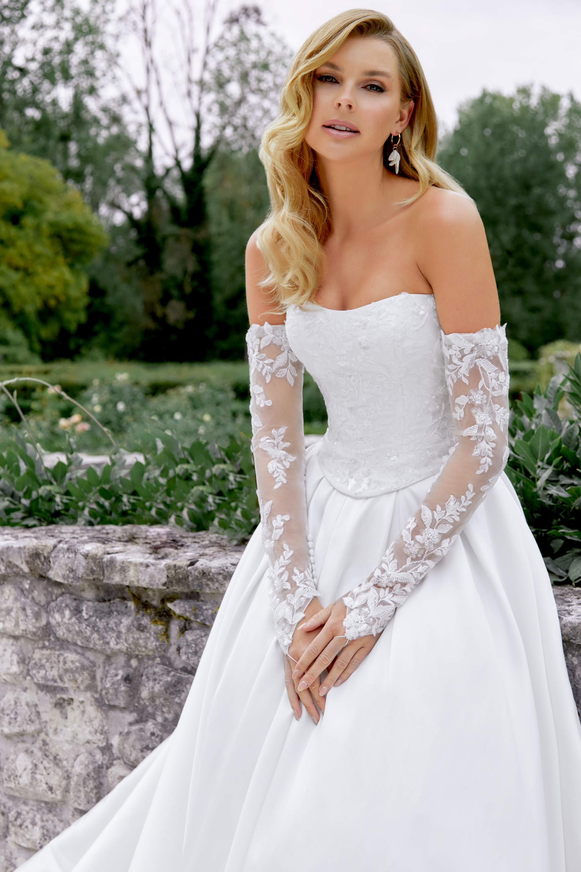 Sincerity Bridal Style 44507BOD Mikado Bodice with Beaded Appliques and Lace Up Corset Back