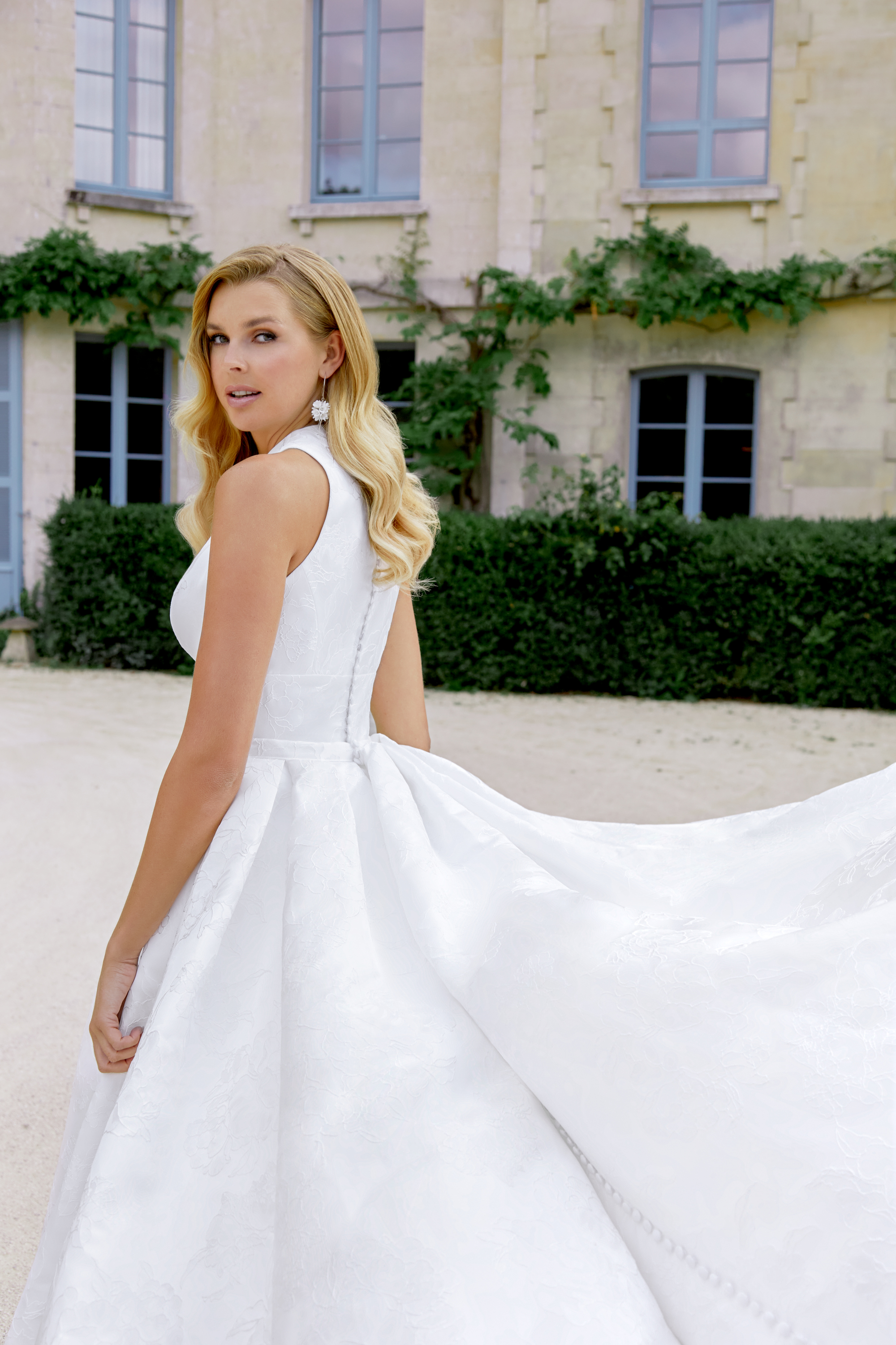 Sincerity Bridal Style 44512 Fit and Flare with Notch Collar Neckline and Inset Waistband