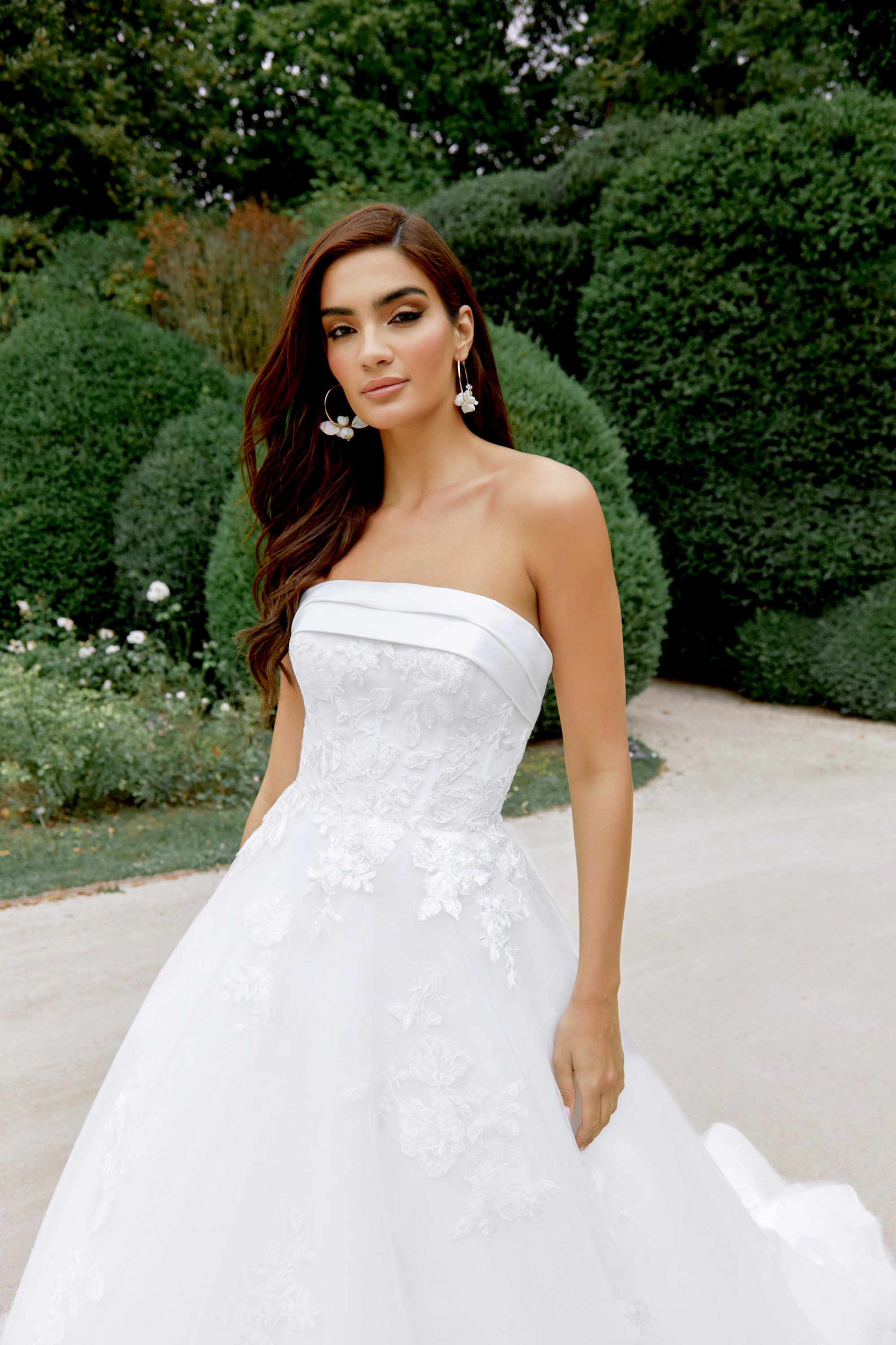 Sincerity Bridal Style 44515 Tulle Ballgown with Cuff Neckline and Sequinned Lace Appliques
