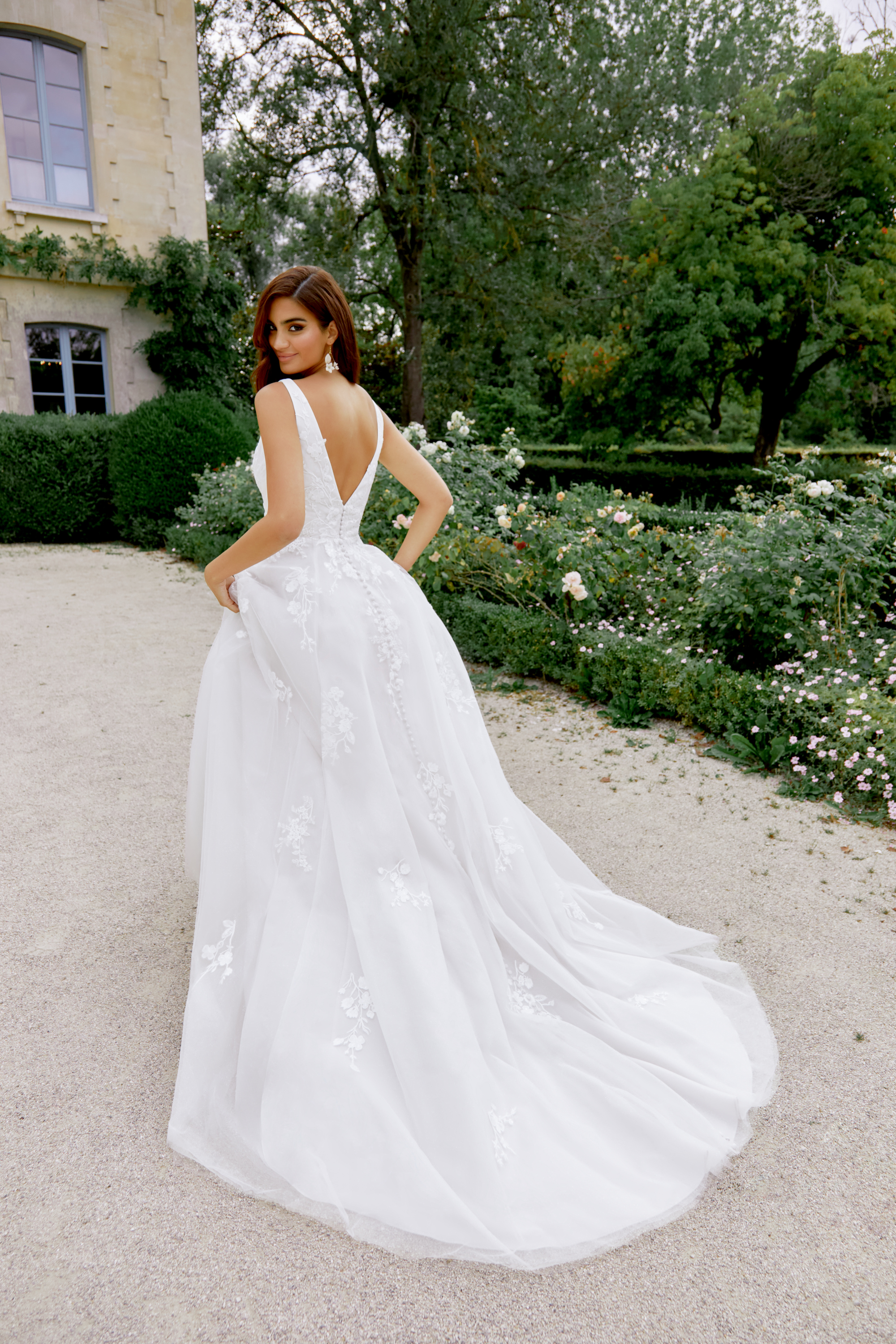 Sincerity Bridal Style 44525 Sparkle Tulle V Neck A Line with Sequinned Lace Appliques