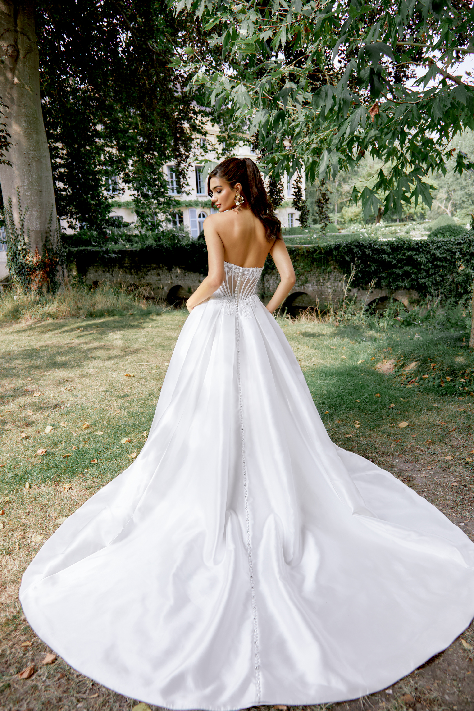 Sincerity Bridal Style 44527 Mikado Ballgown with Exposed Boning and Floral Detail