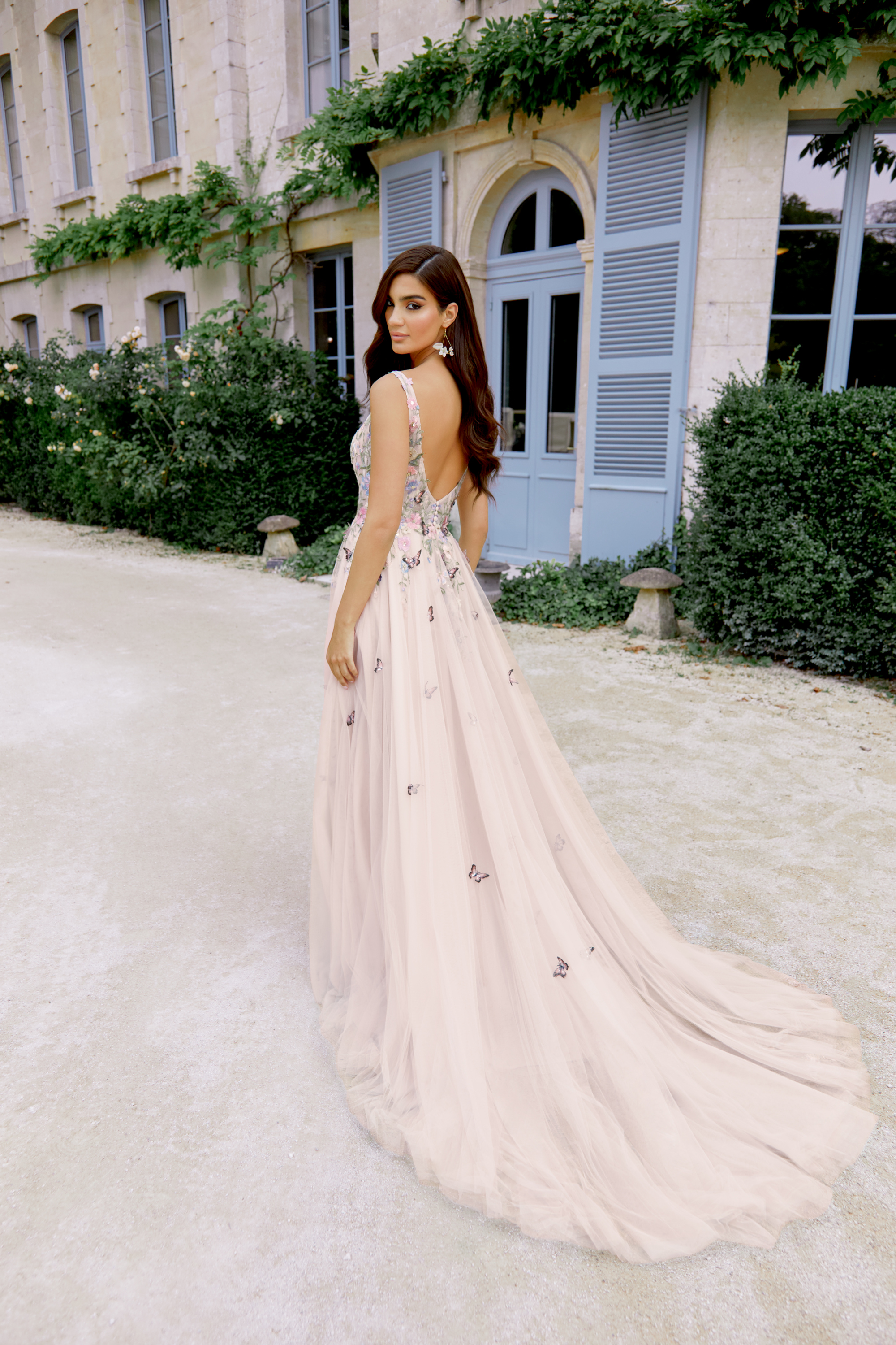 Sincerity Bridal Style 44530 English Net A Line with Colored Embroidery and Lace Detail