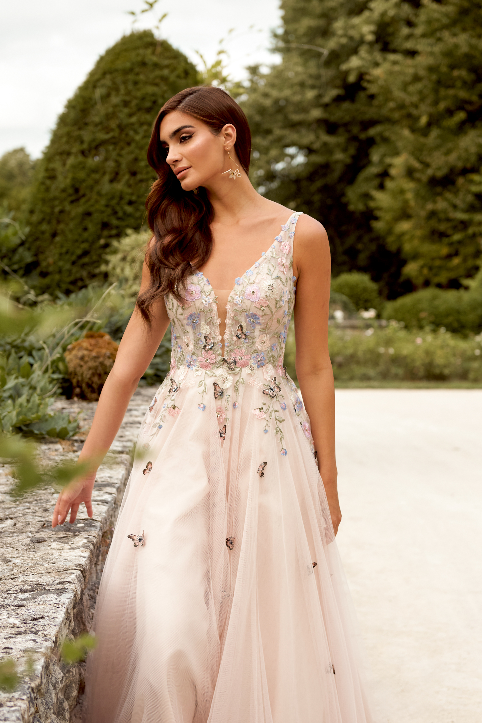 Sincerity Bridal Style 44530 English Net A Line with Colored Embroidery and Lace Detail
