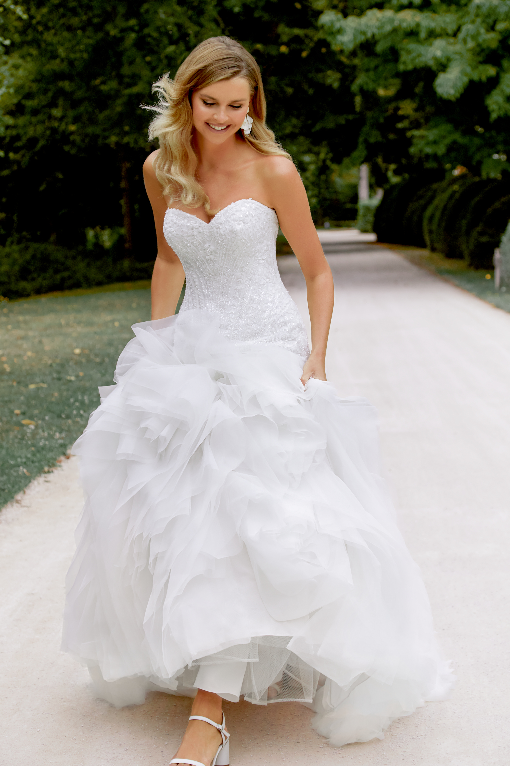 Sincerity Bridal Style 44533 Strapless Mermaid Gown with Beaded Bodice and Textured Ruffle Skirt