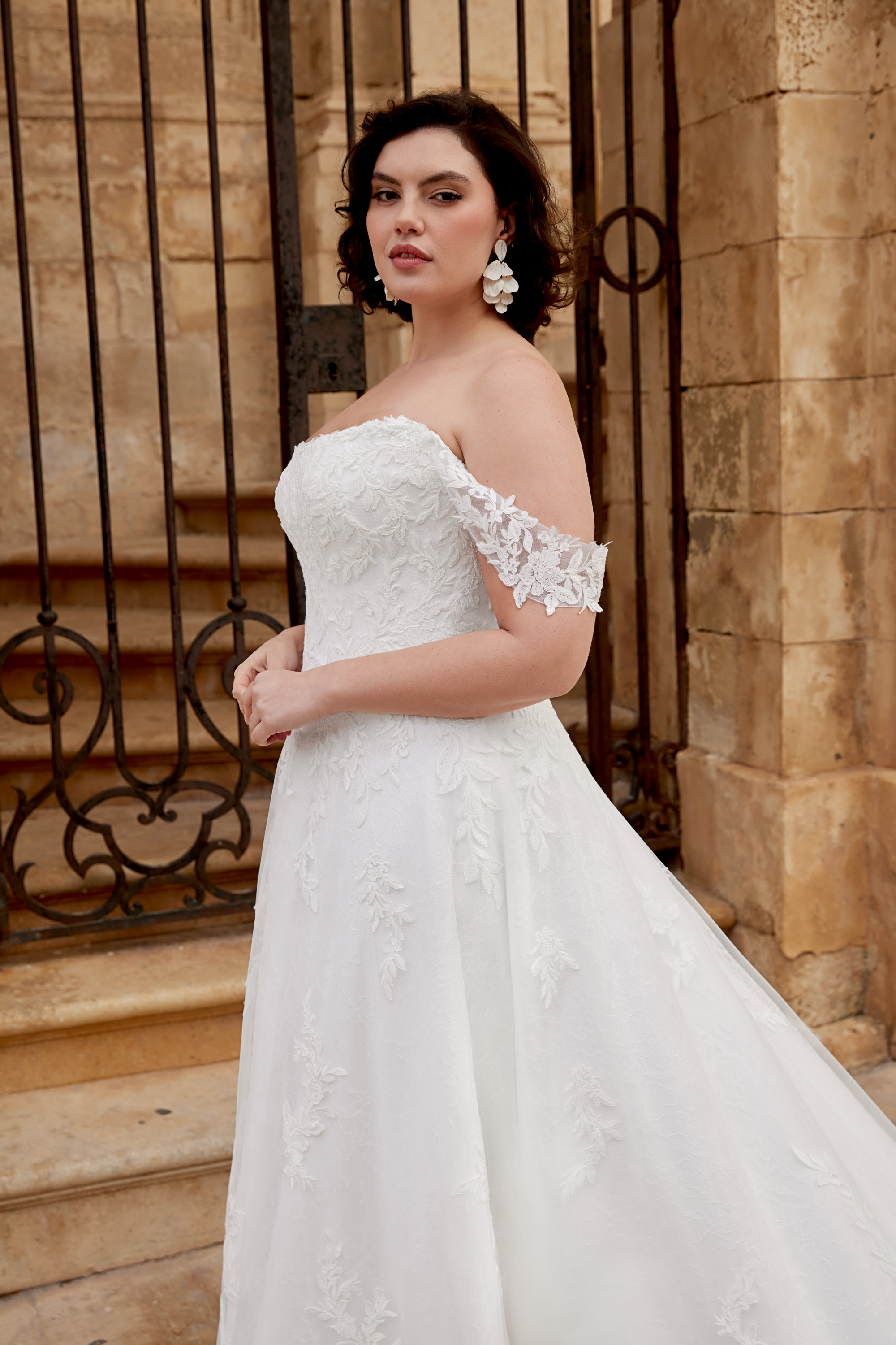 44398: Off the Shoulder Ball Gown with Modified Sweetheart