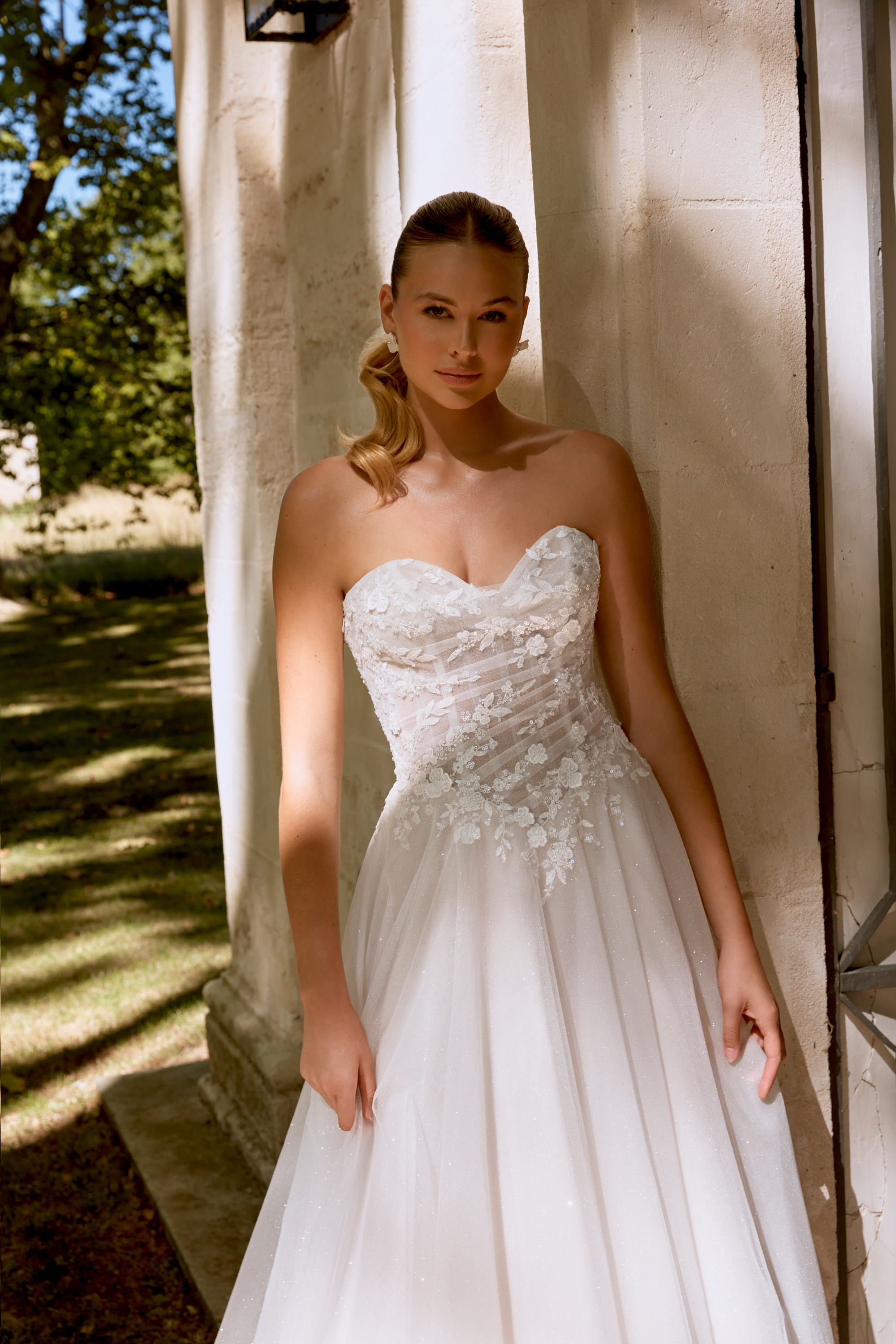 Sincerity Bridal Style 44591 Strapless Basque Waist Tulle Ball Gown with 3-D Beaded Lace