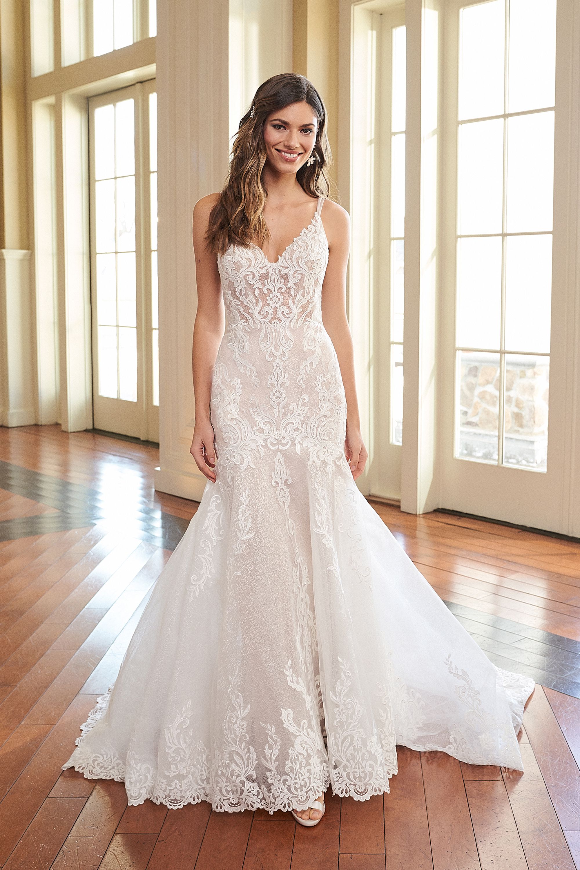Sincerity Bridal Style 44307 Lace Trumpet Gown with Low Back and Shoulder Bows