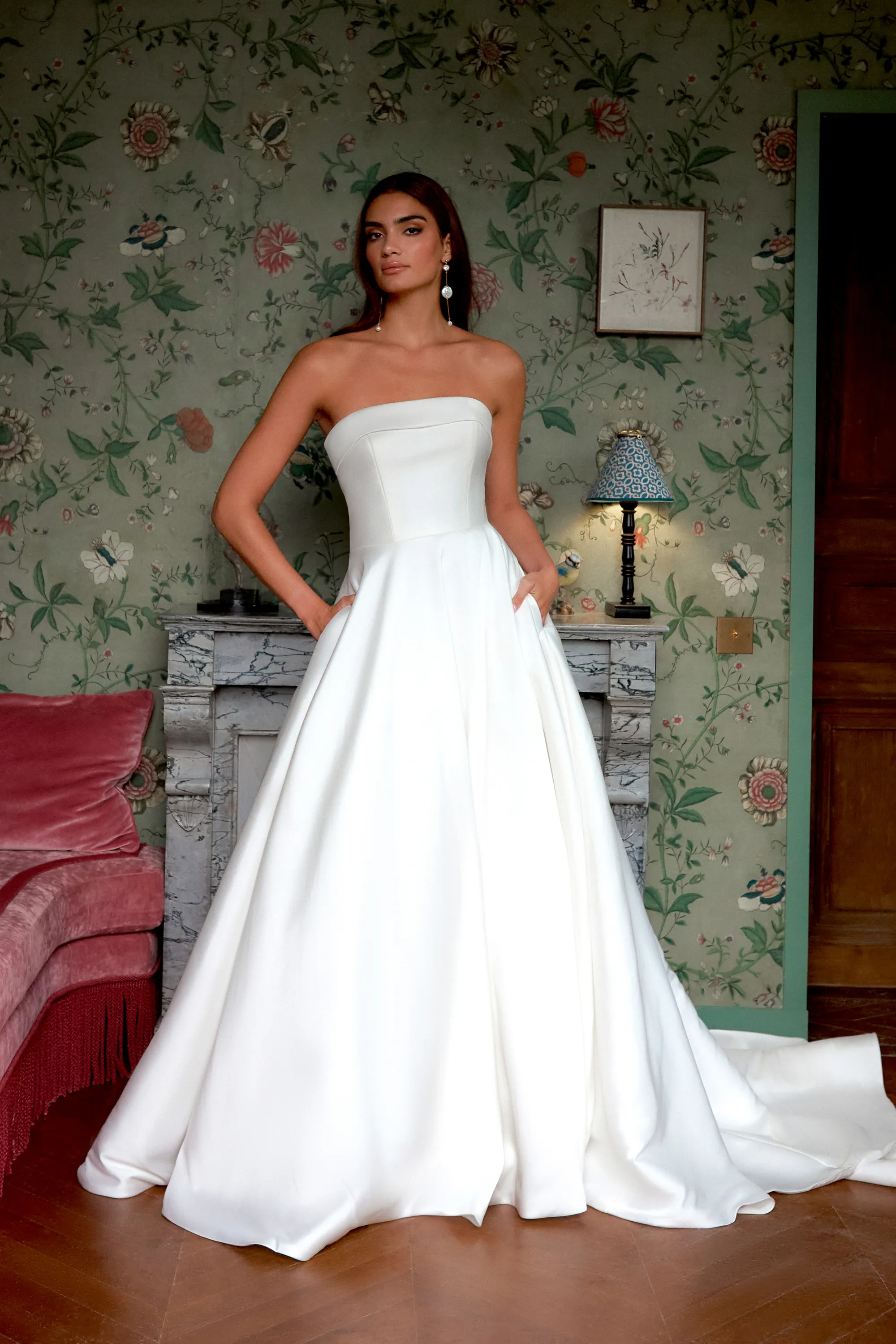 44448: Scoop Neck Ball Gown with Mikado Bodice and Tulle Ruffle