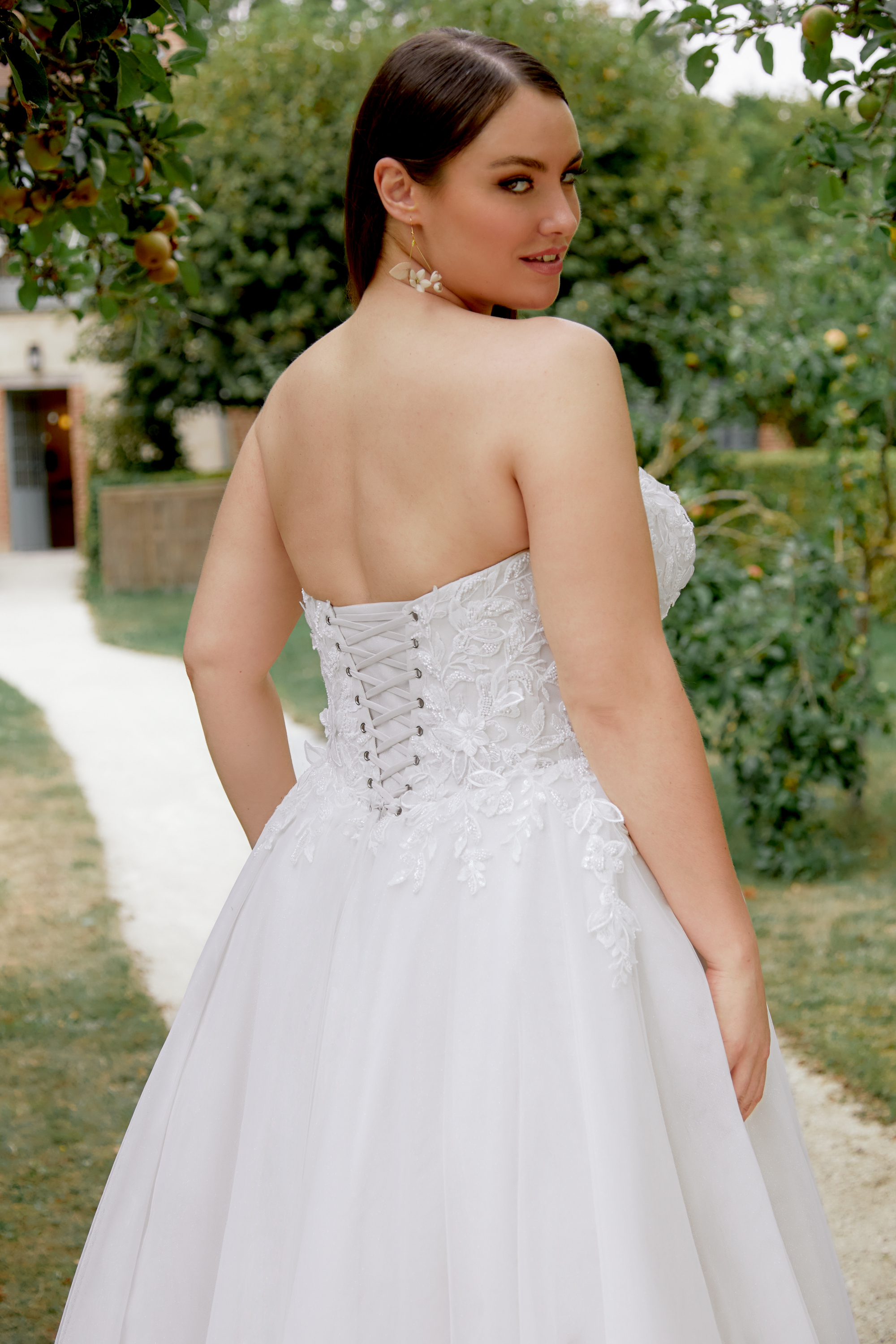 Sincerity Bridal Style44490PS Plus Size Sparkling Lace Ball Gown with 3D Appliqués and Sweetheart Neckline