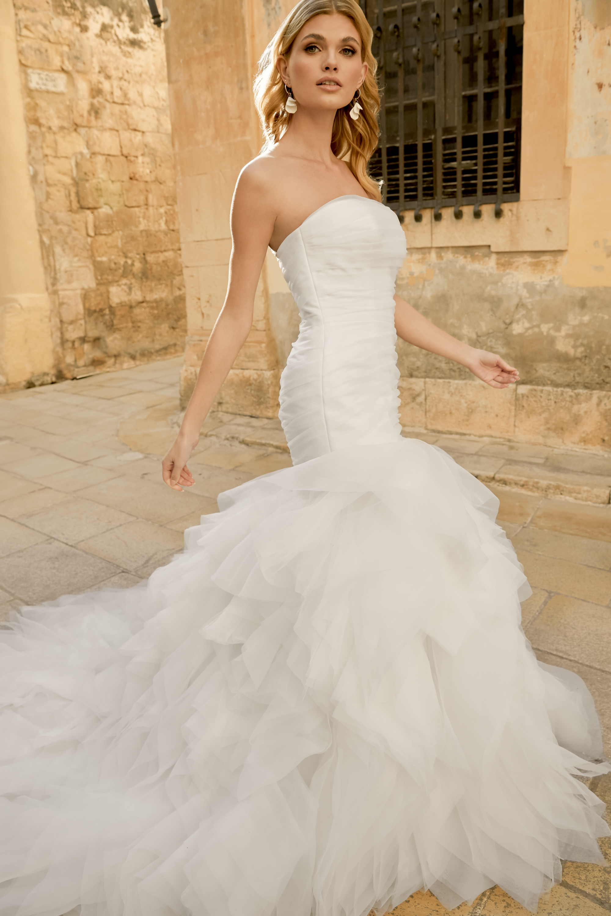 Sincerity Bridal Style 44501 Organza Trumpet Gown with Strapless Neckline and Ruched Bodice