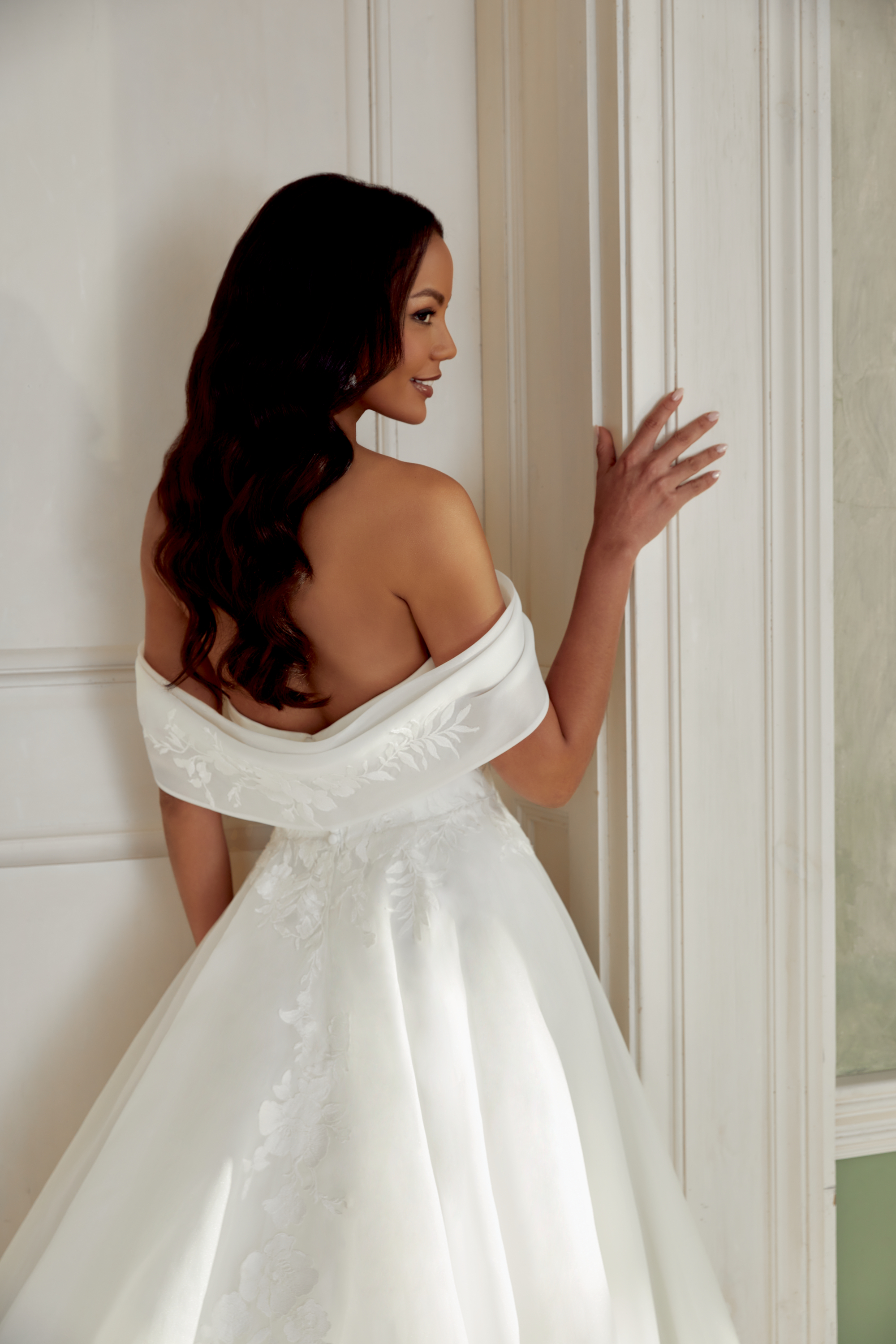 Sincerity Bridal Style 44553 Organza Ballgown with Strapless Scoop Neckline and Lace Appliqués