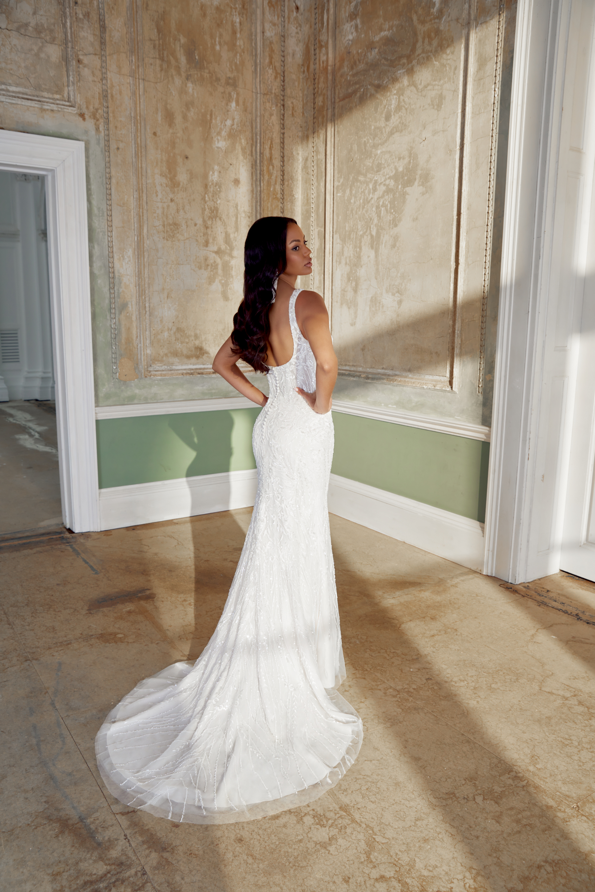 Sincerity Bridal Style 44563 Allover Beaded Tulle Fit & Flare Gown with Scoop Neckline