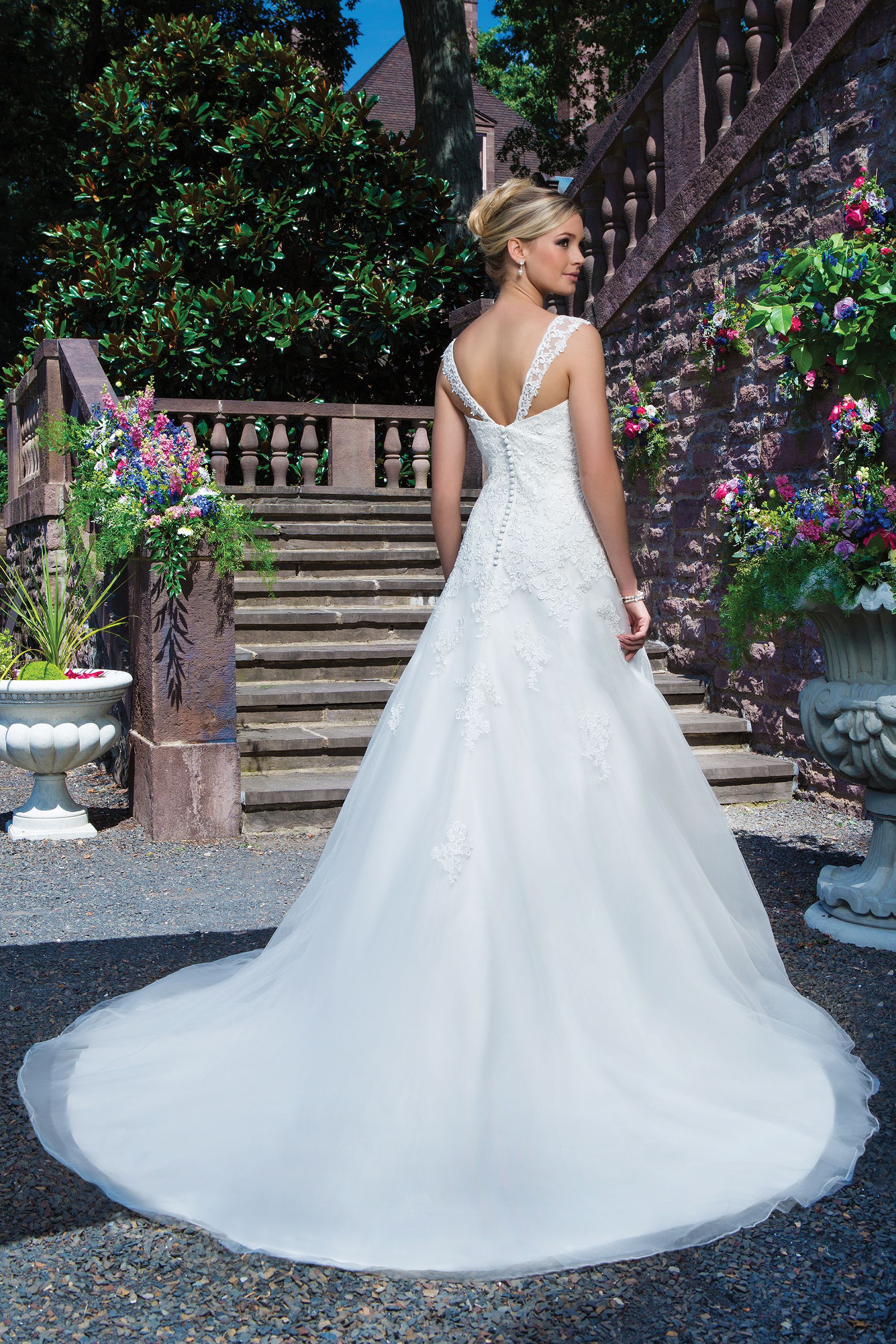Sincerity Bridal Style 3863 Lace and Tulle A-Line Gown with V-Neck