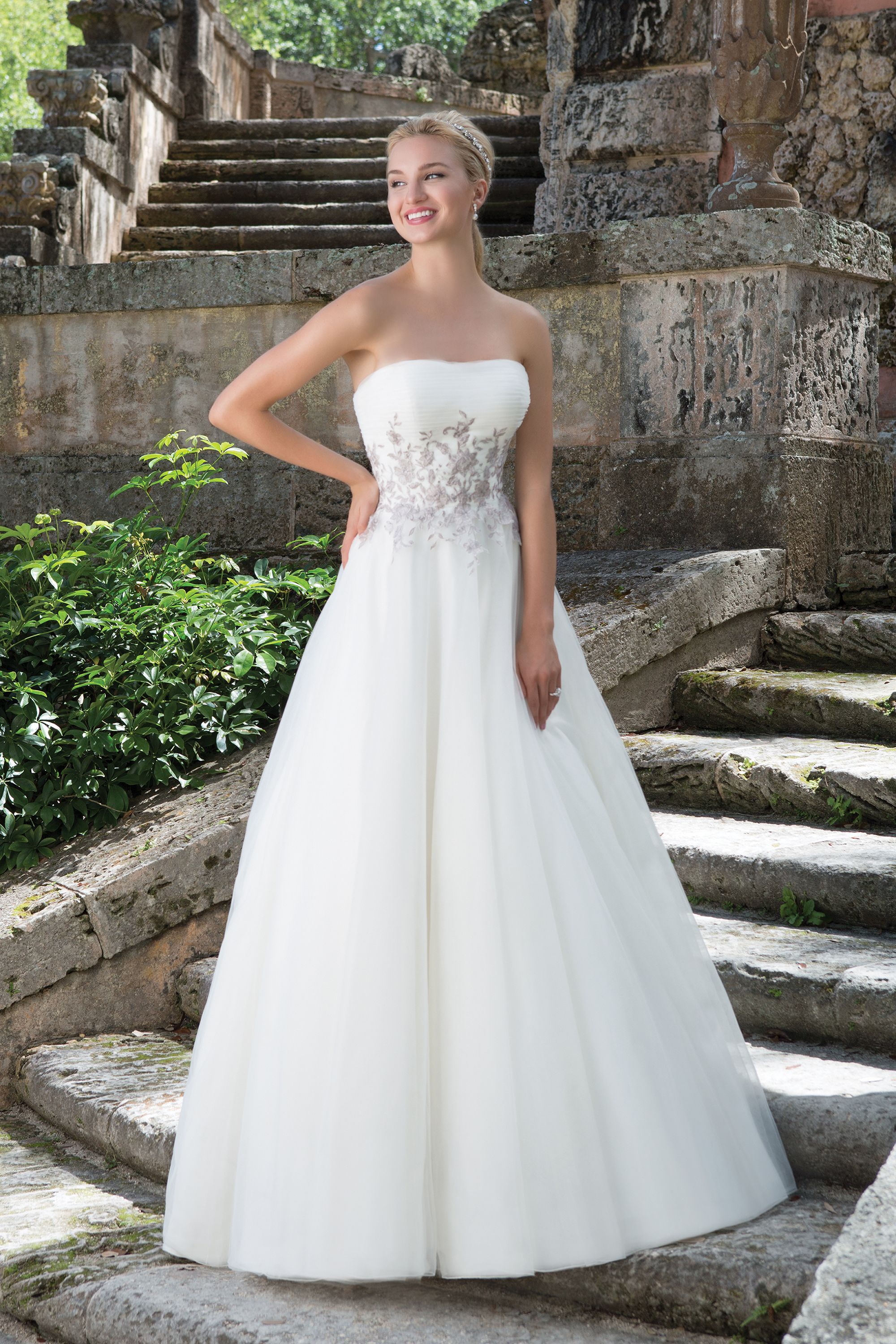 Sincerity Bridal Style 3883 Lace; Tulle Ball gown accentuated by a Strapless neckline