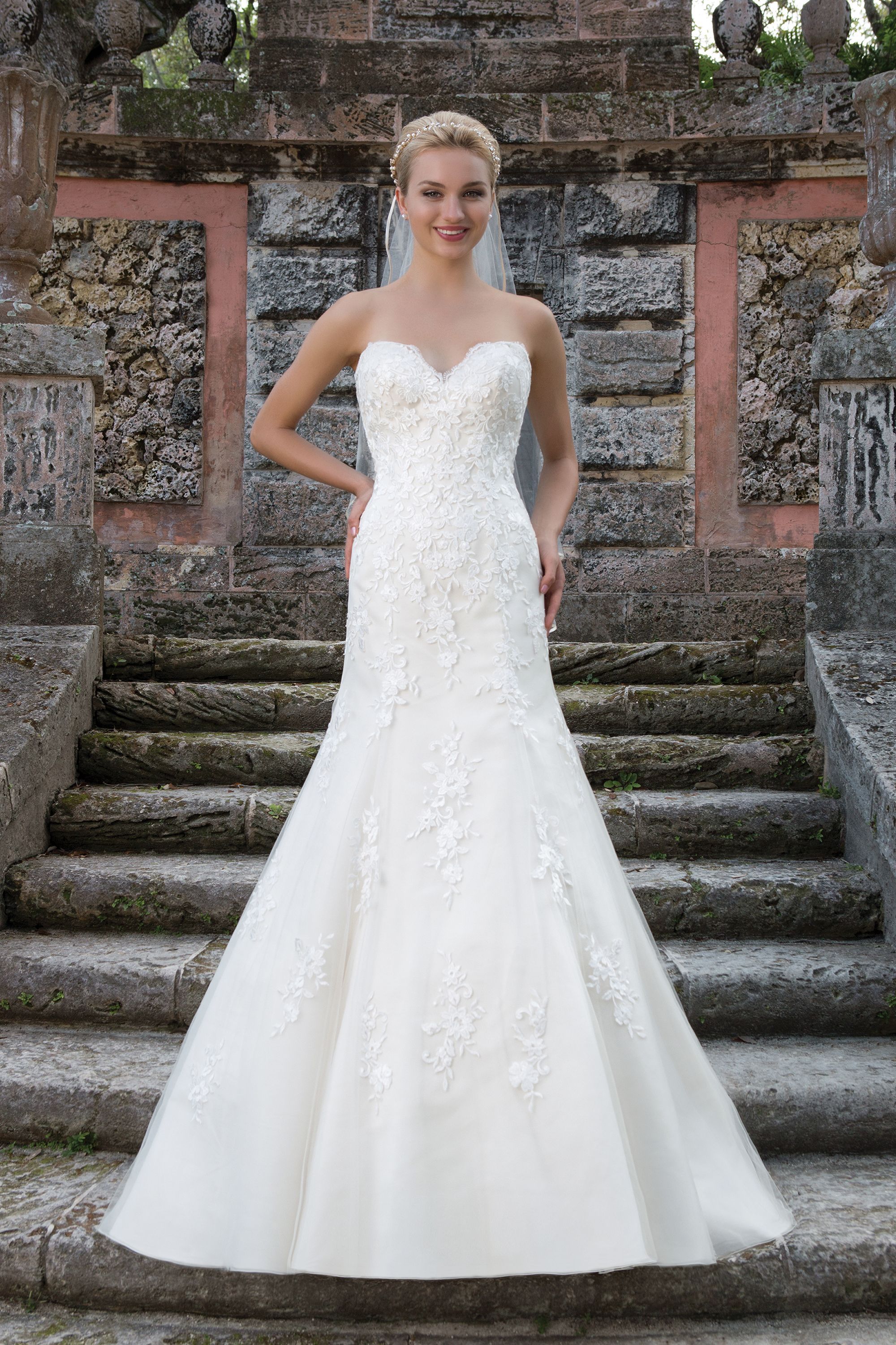 Sincerity Bridal Style 3888 Lace Slim A-line featuring a Sweetheart neckline