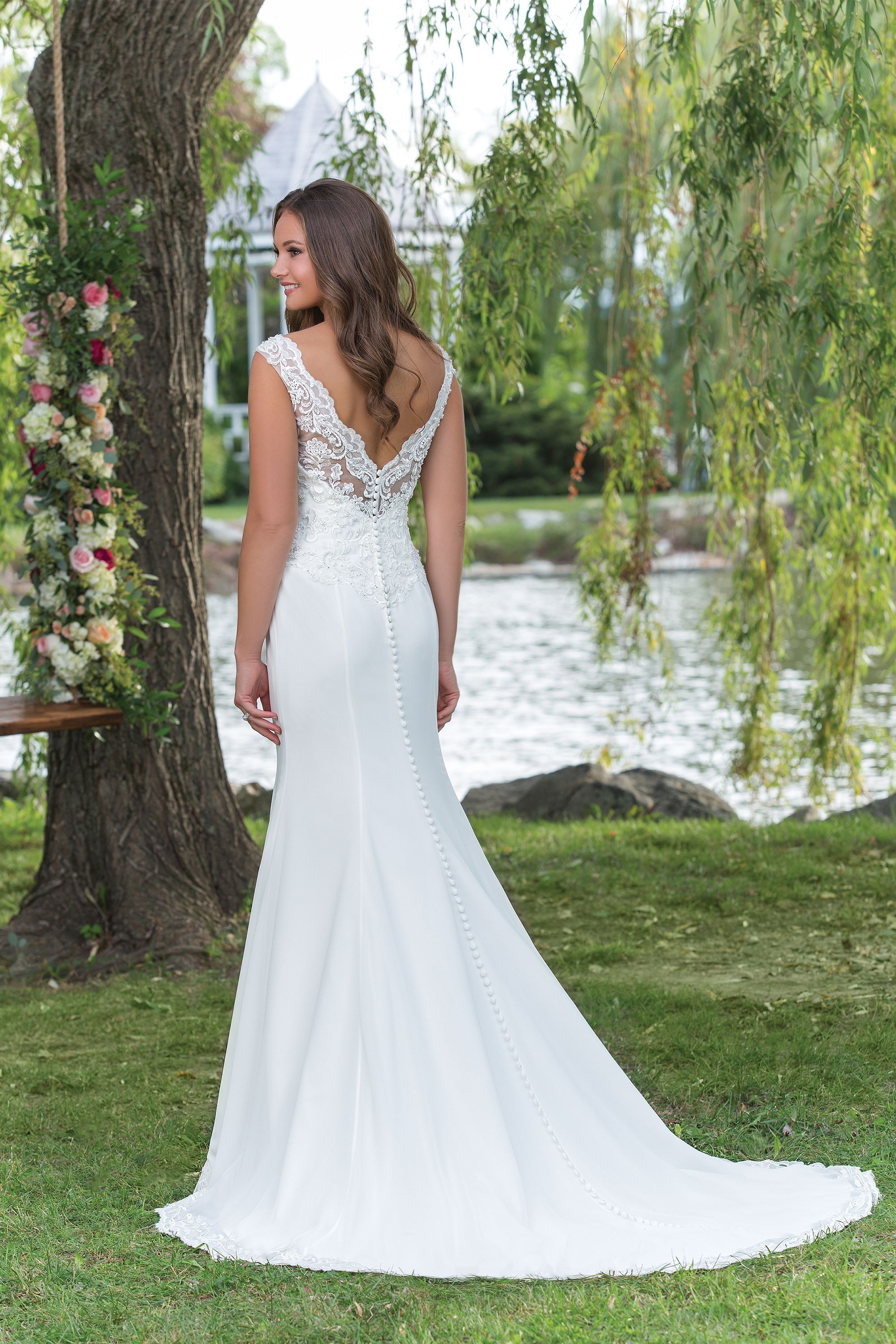 Sweetheart Gowns Style 6142 Charming V-Neck Chiffon Gown with Beaded Straps