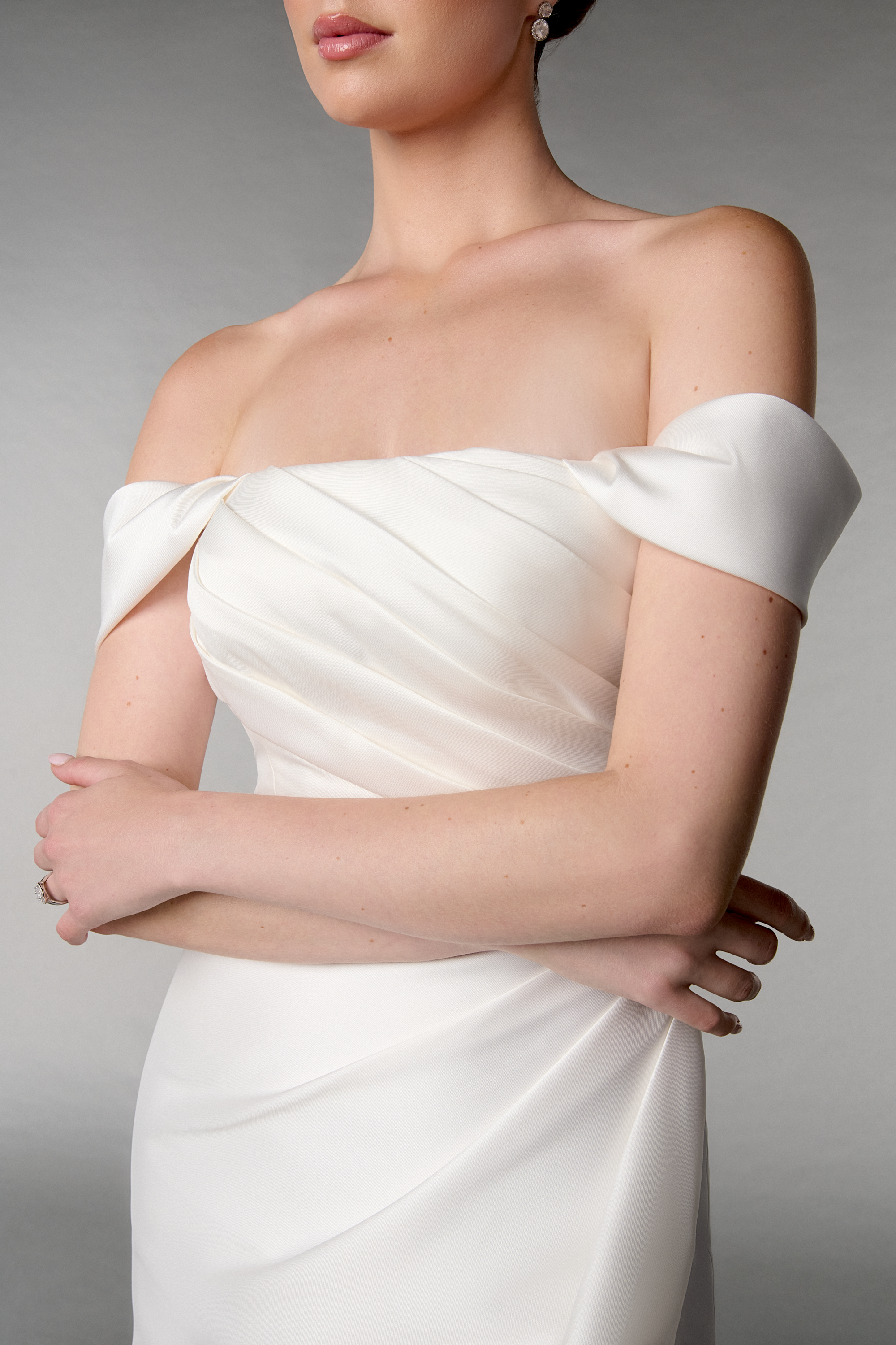 Thanks & Goodluck Style TG1098 Detachable Mikado Off-The-Shoulder Straps with Soft Pleating
