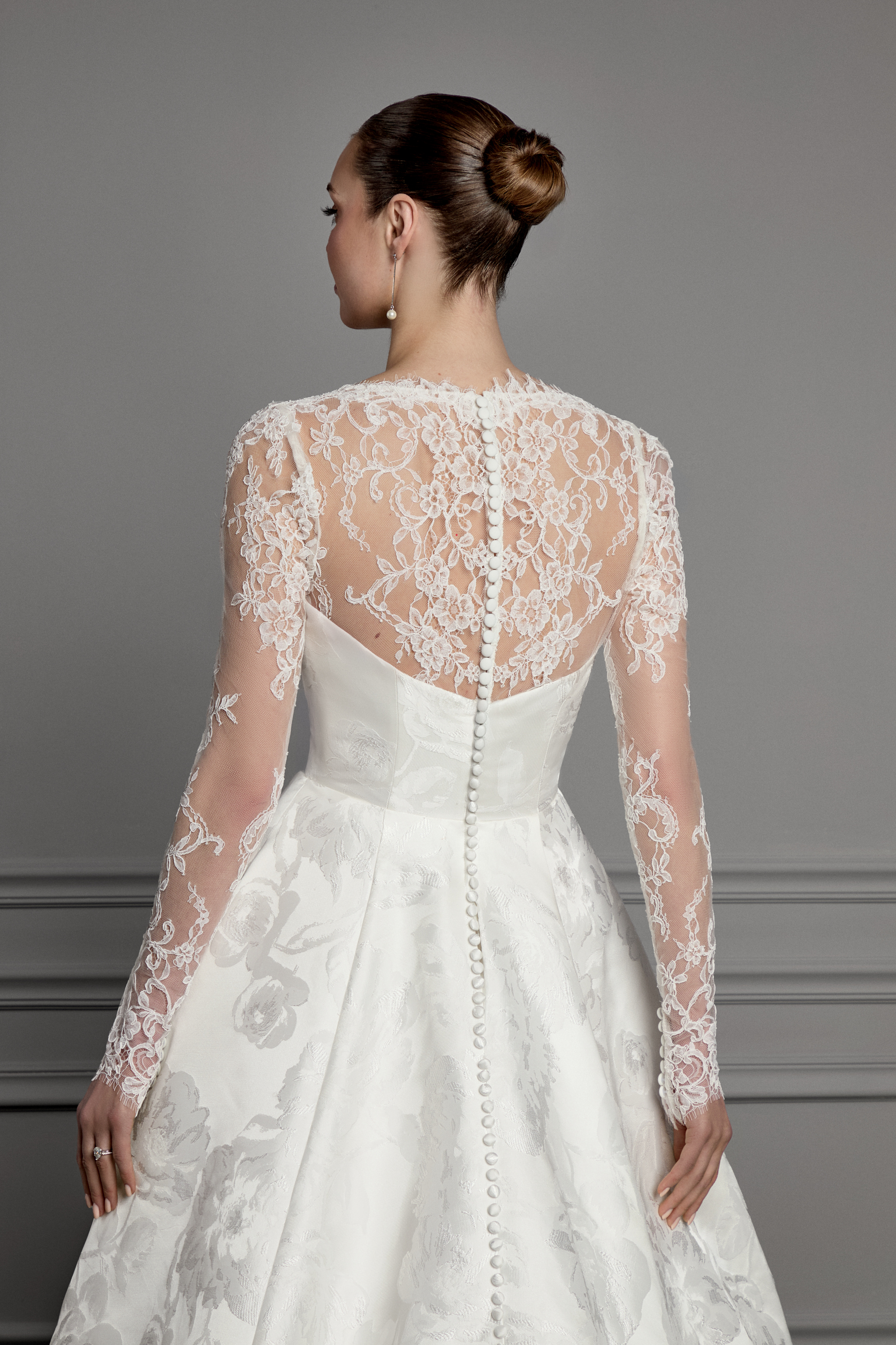 Thanks & Goodluck Style TG1176 Detachable Matte Corded Lace Pop-In with High Neckline and Long Sleeves